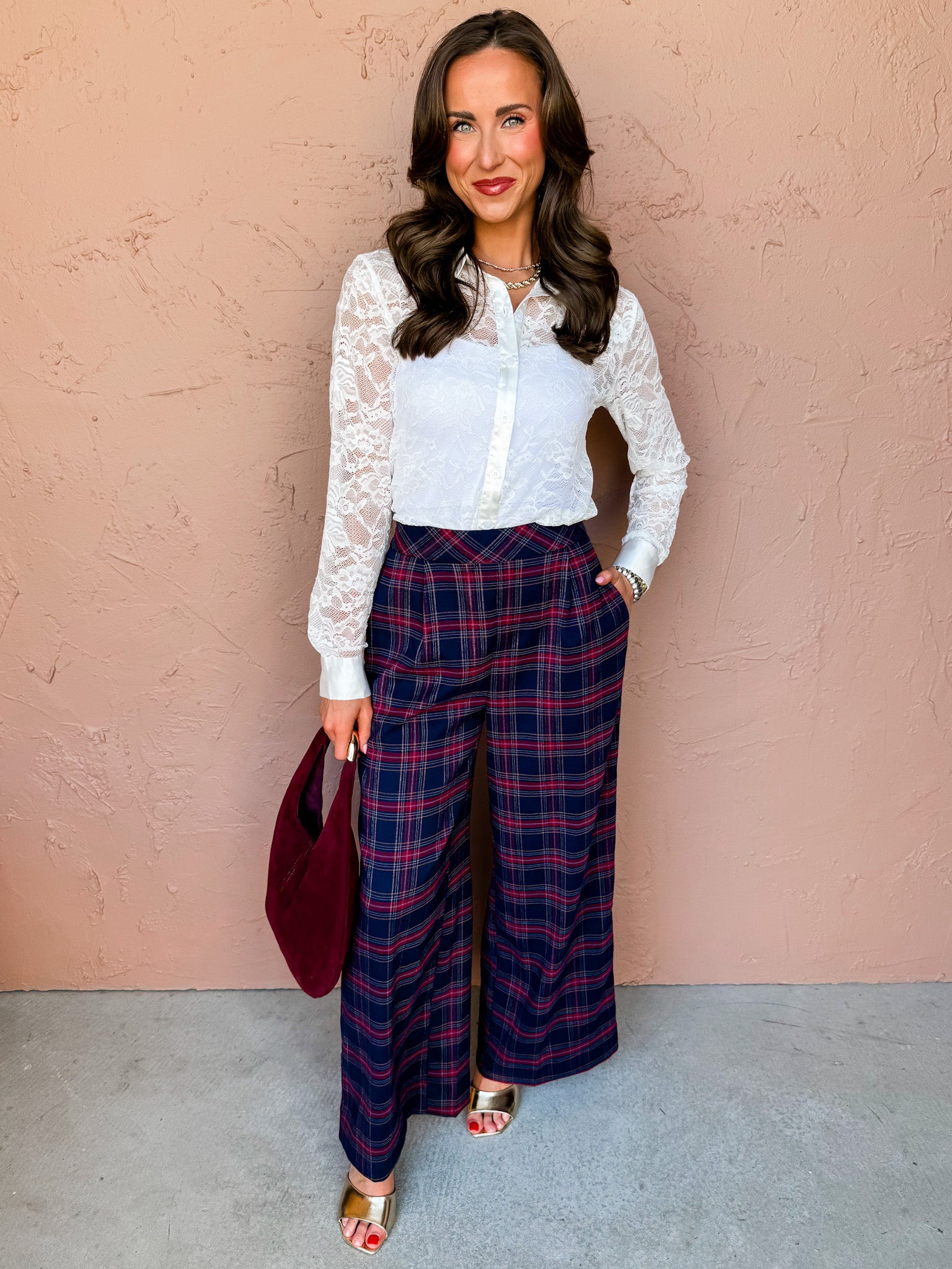 Darcy Long Sleeve Lace Top-White