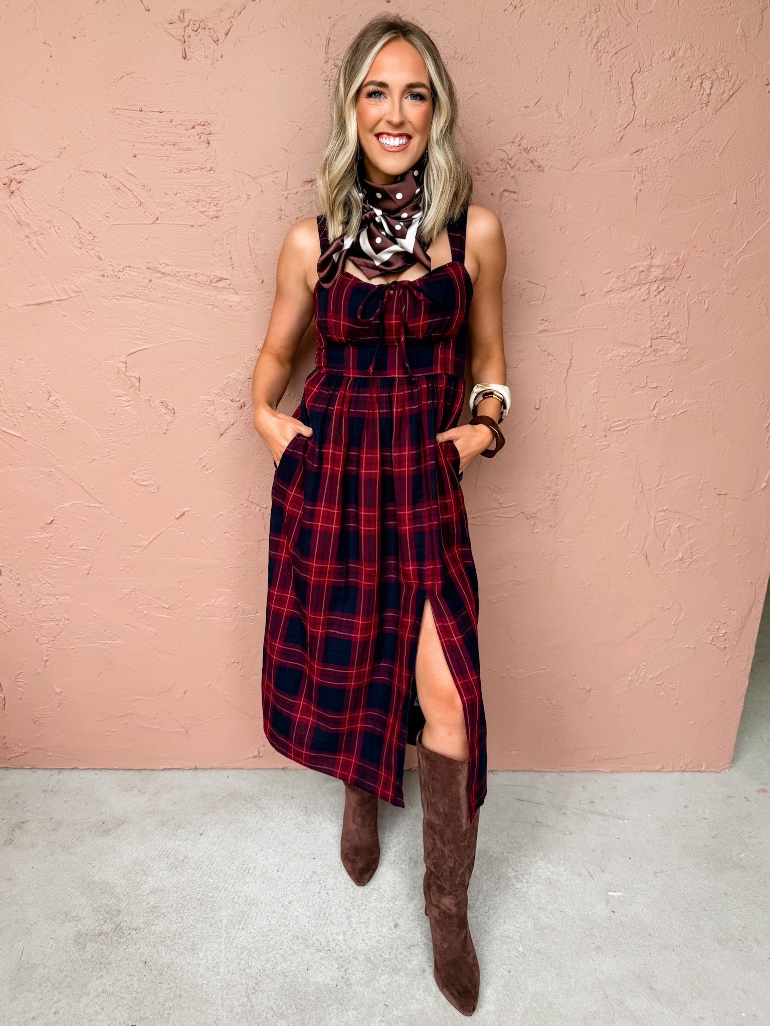 Ellis Plaid Midi Dress