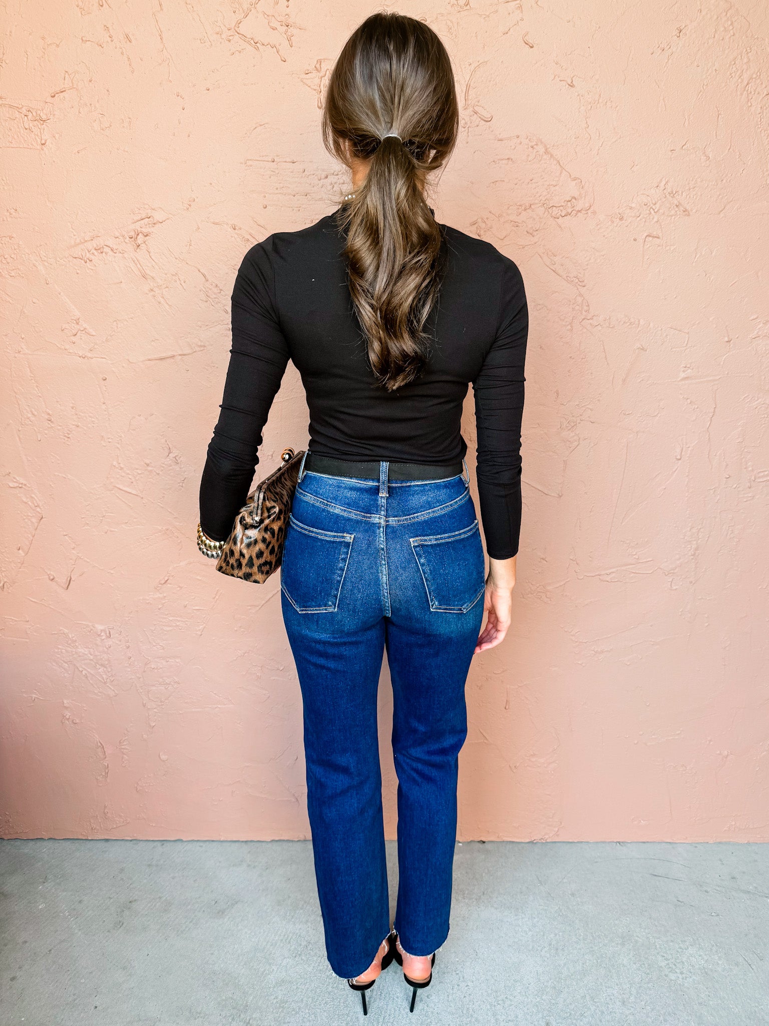 Nora Long Sleeve Mock Neck Top-Black