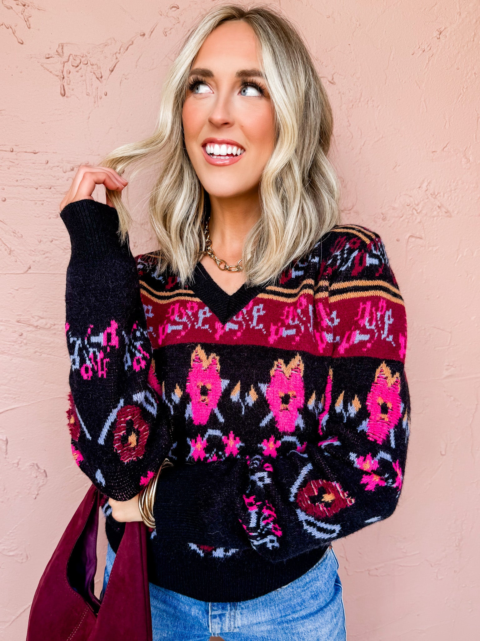 Rosie Floral V Neck Sweater