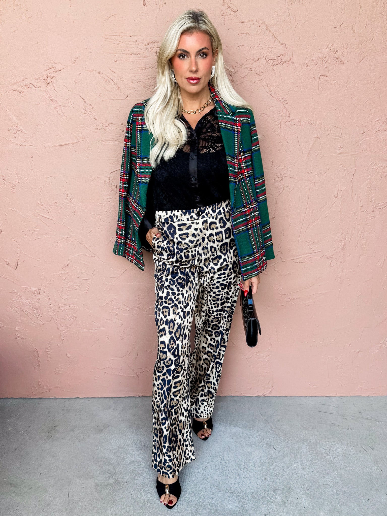 Standards Button Front Plaid Blazer