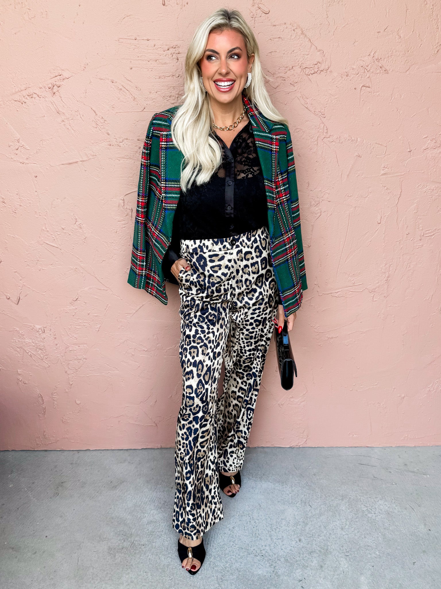 Standards Button Front Plaid Blazer