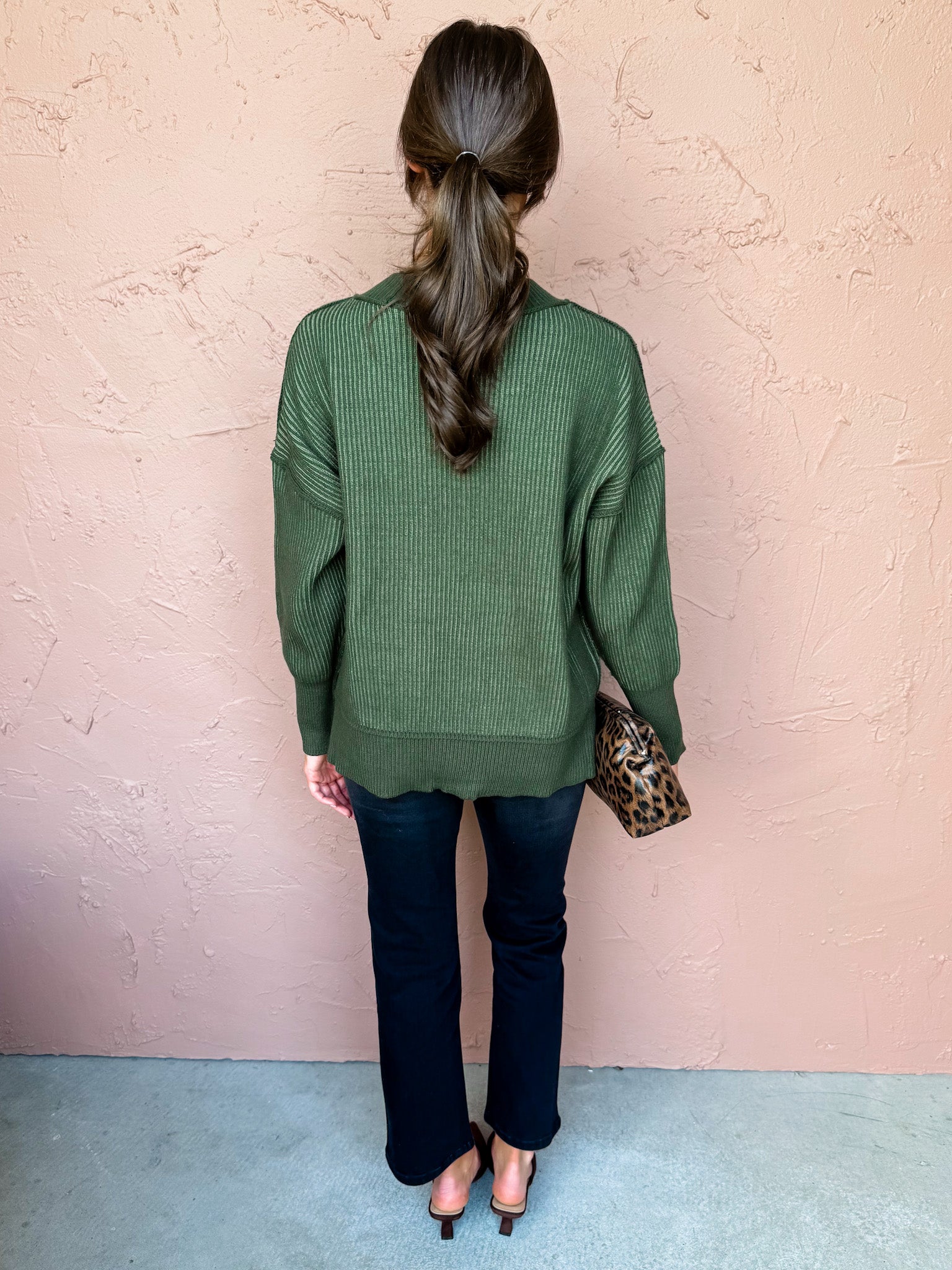 Wren Two Tone Sweater-Olive