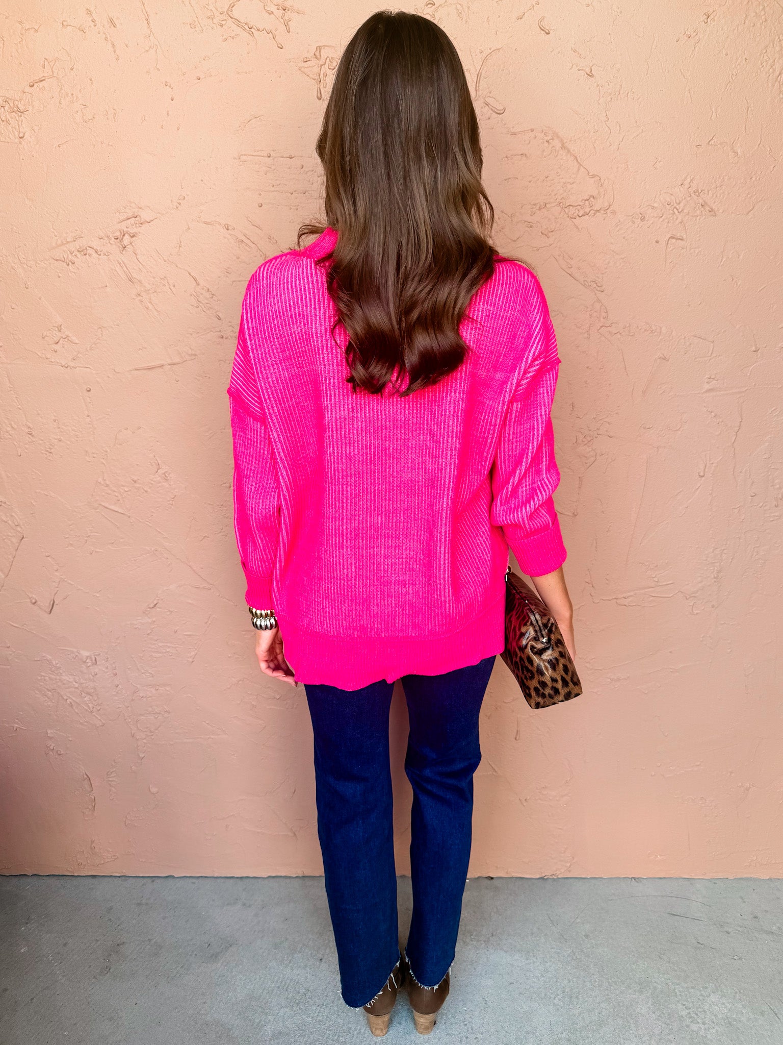Wren Two Tone Sweater-Pink
