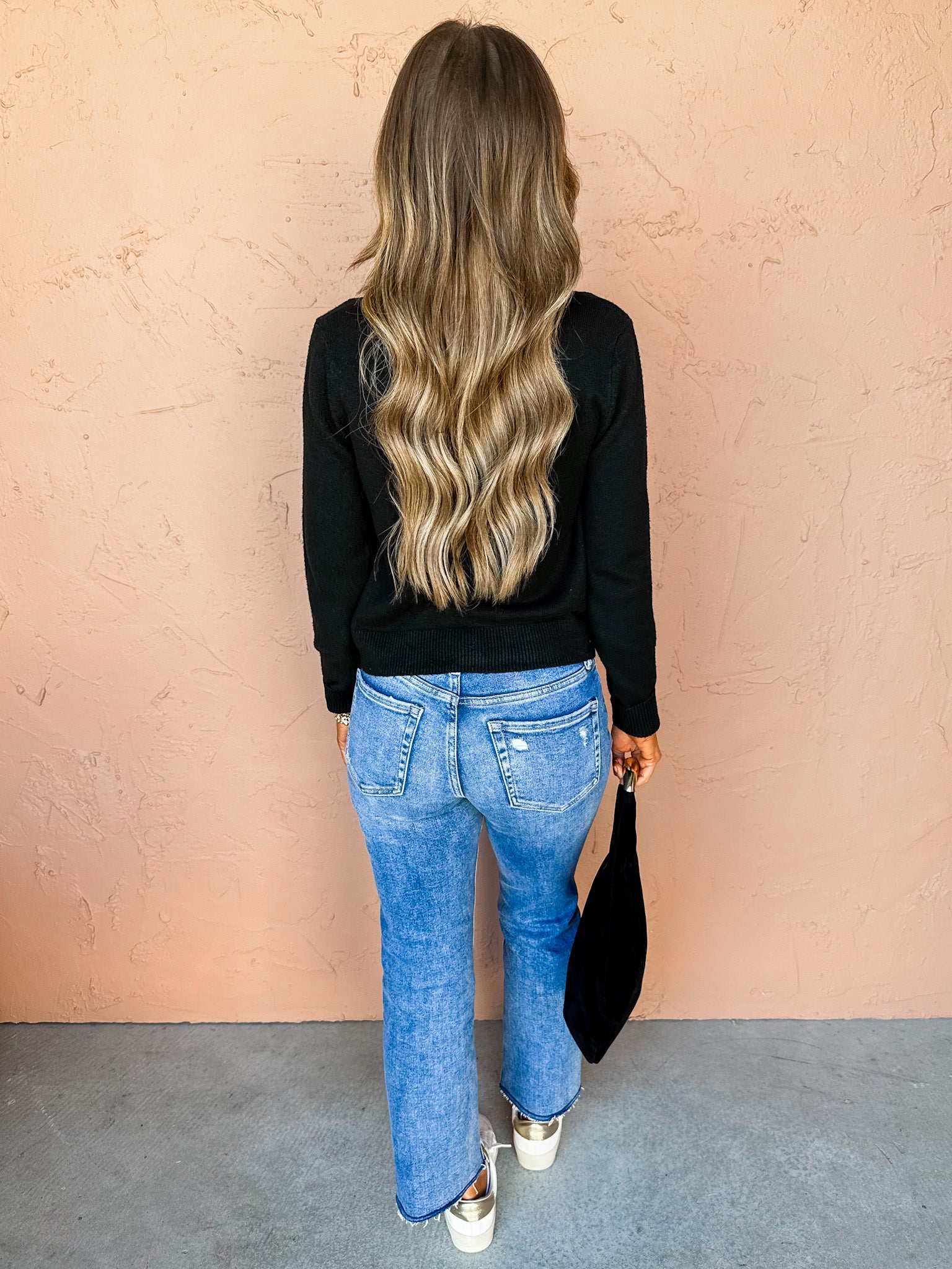 Crew Connection Button Front Cardigan-Black