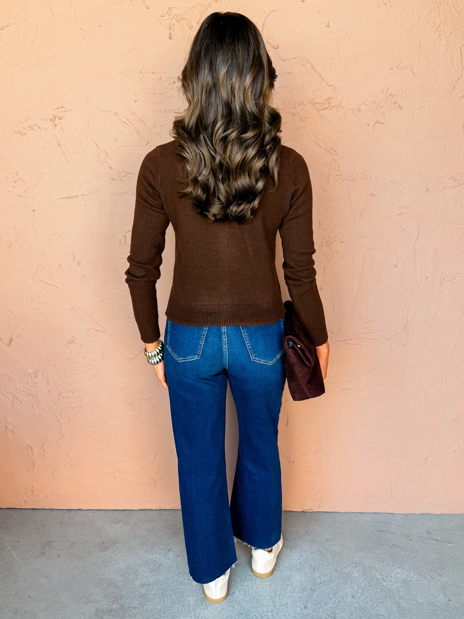 Crew Connection Button Front Cardigan-Brown