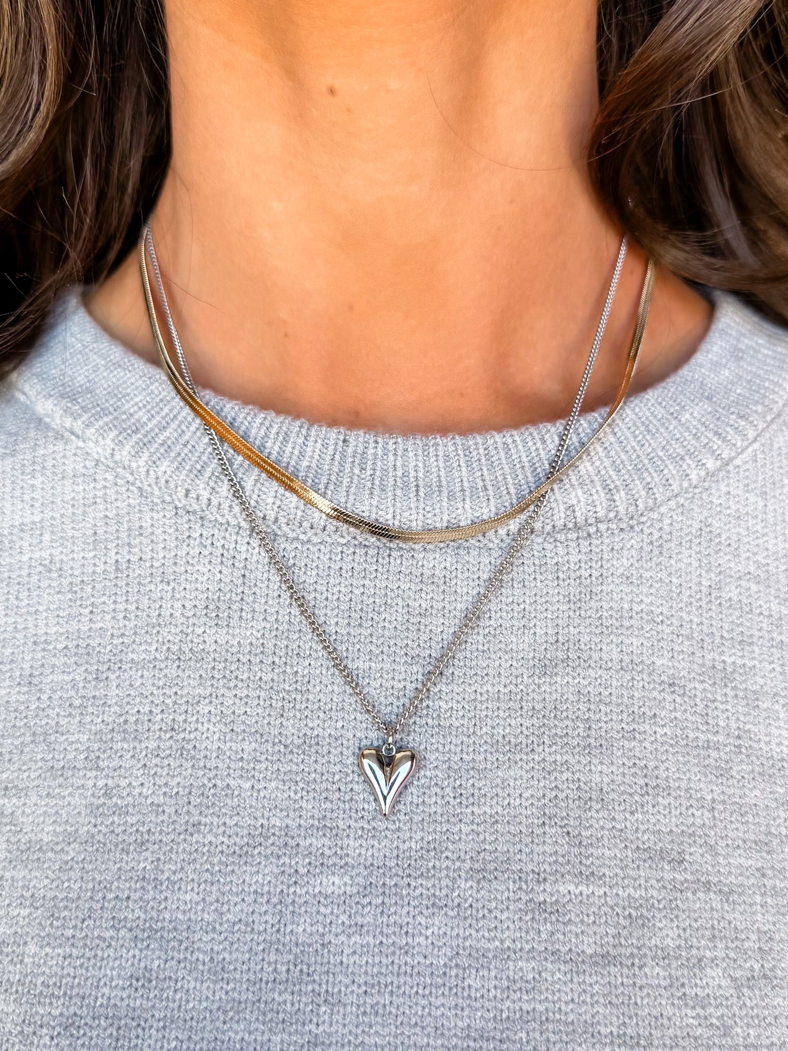 Heart & Soul Layered Snake Chain Necklace