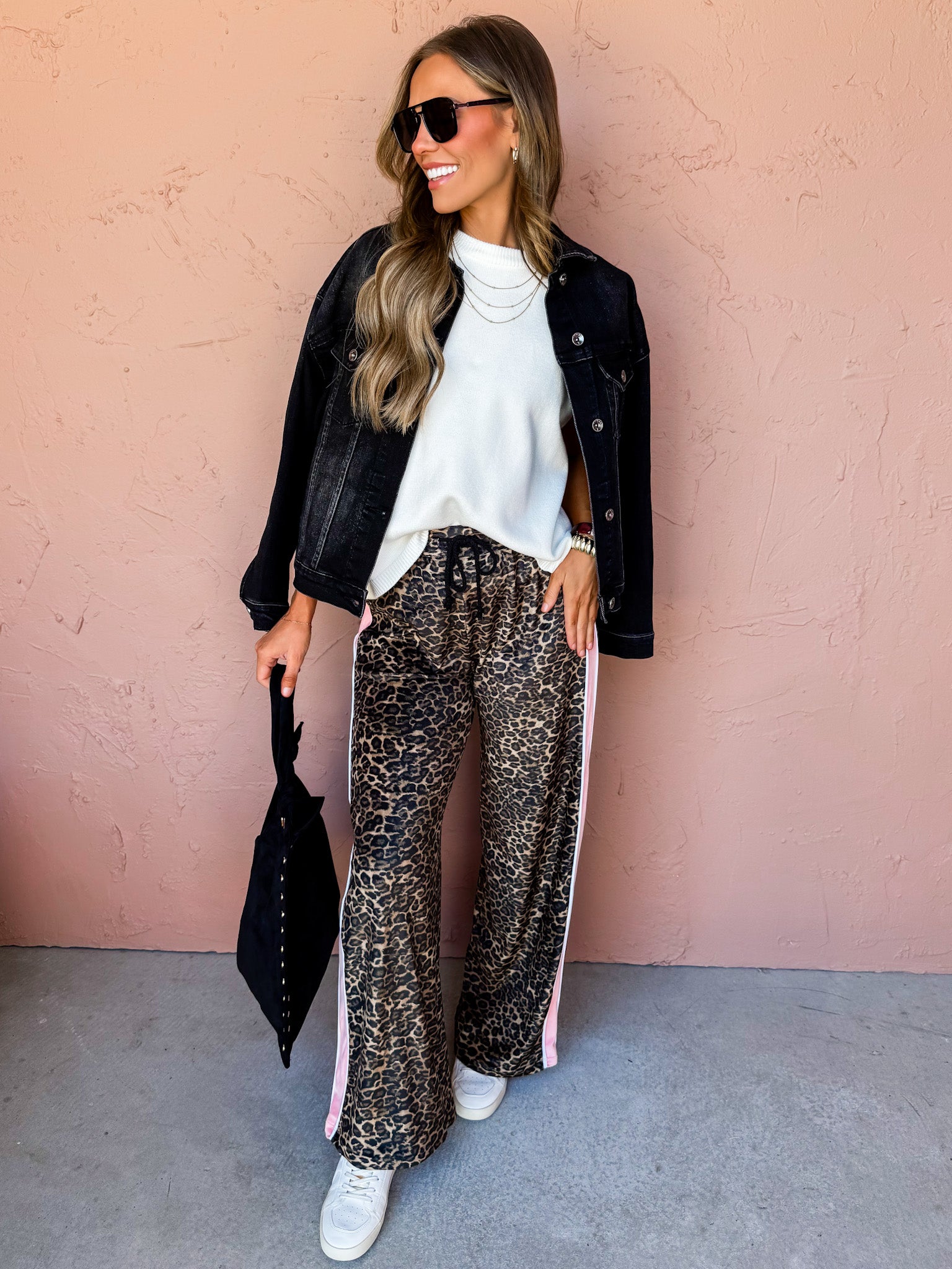 Kimberly Leopard Velour Track Pants