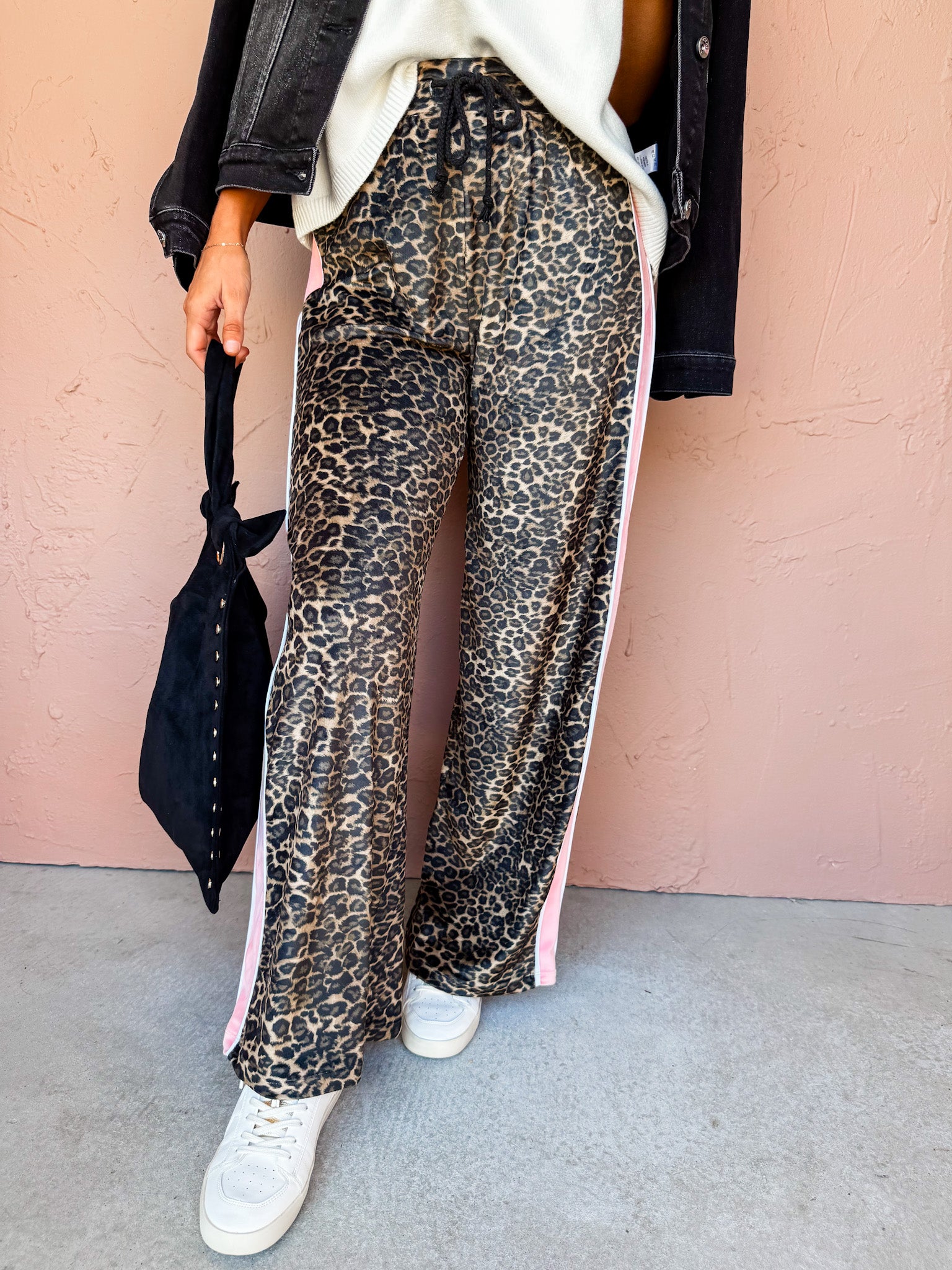 Kimberly Leopard Velour Track Pants