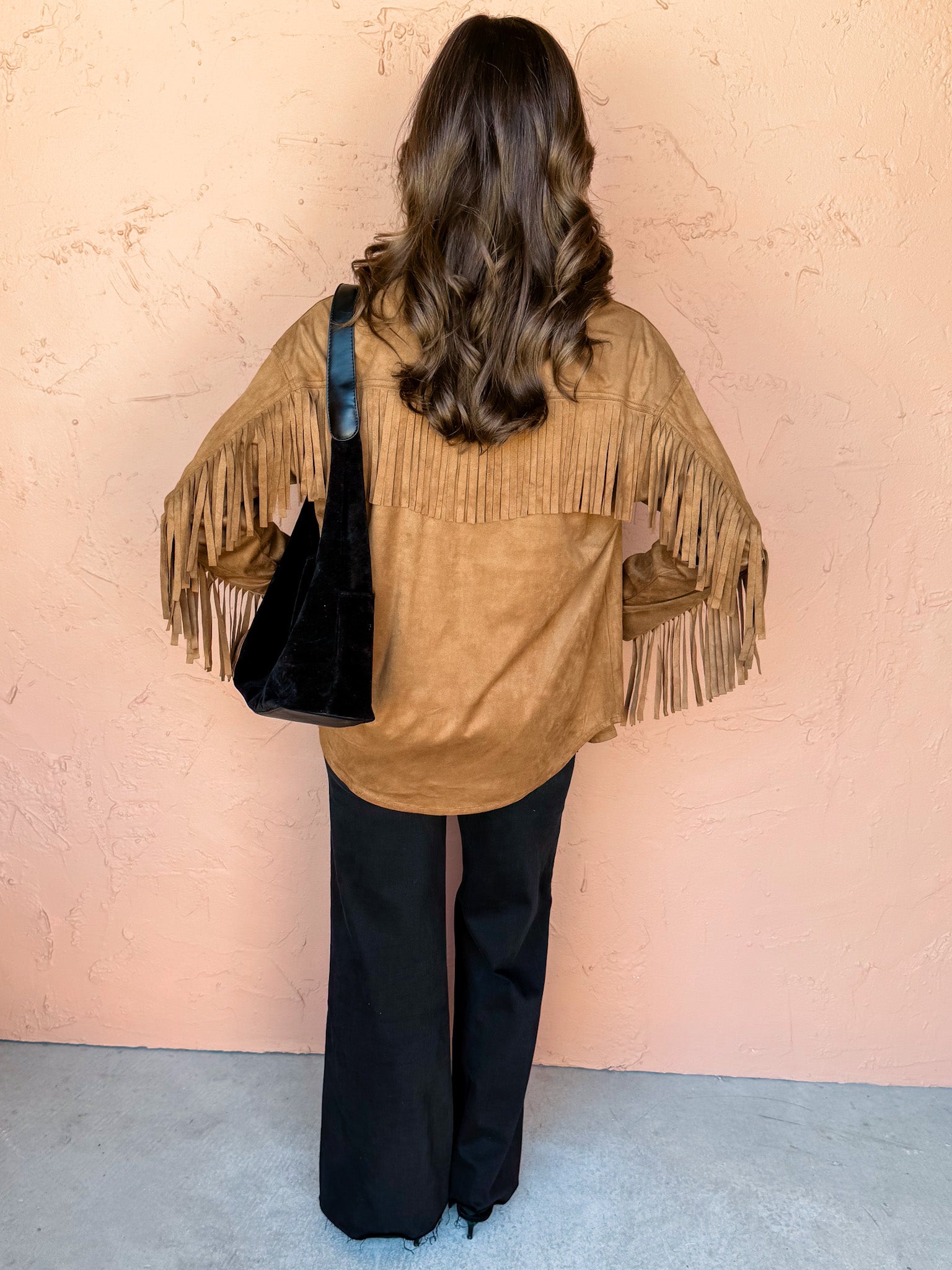 Own It Suede Fringe Shacket