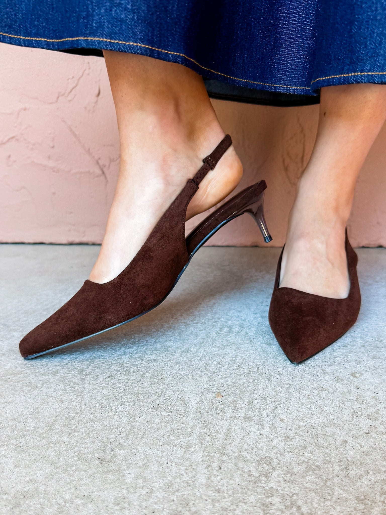 Rae Slingback Kitten Heel-Brown