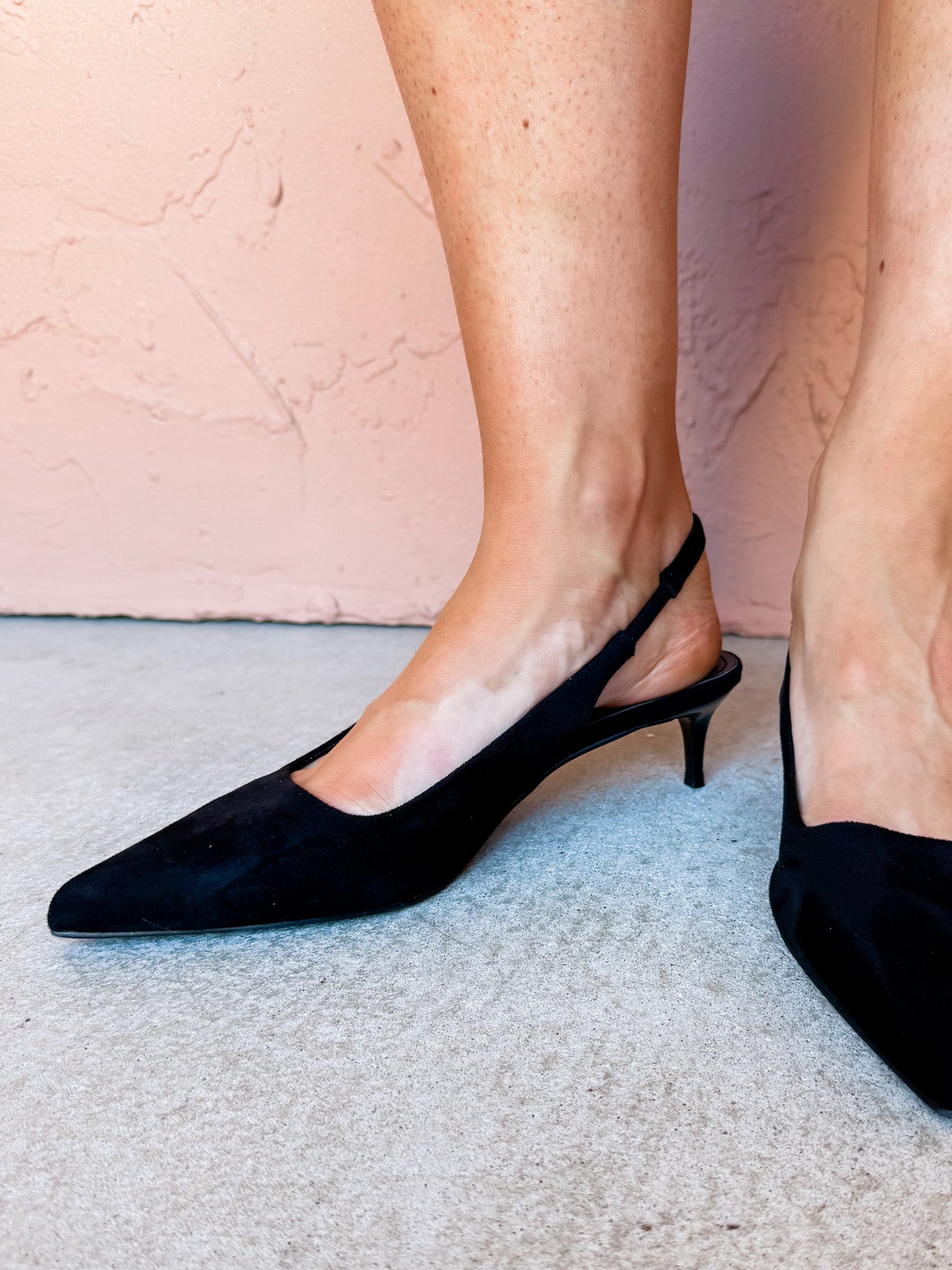 Rae Slingback Kitten Heel-Black
