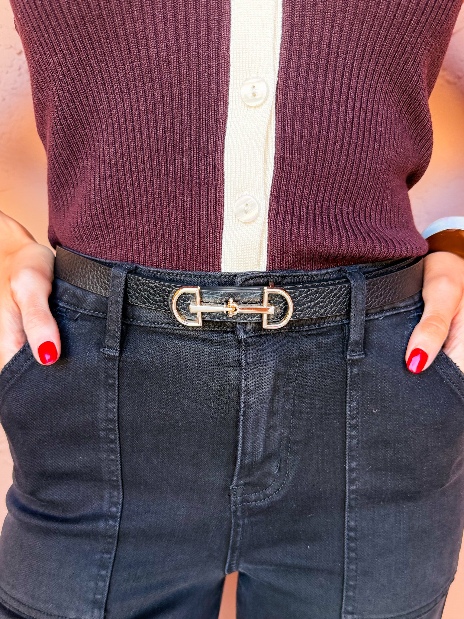 Raina Horse Bit Skinny Belt