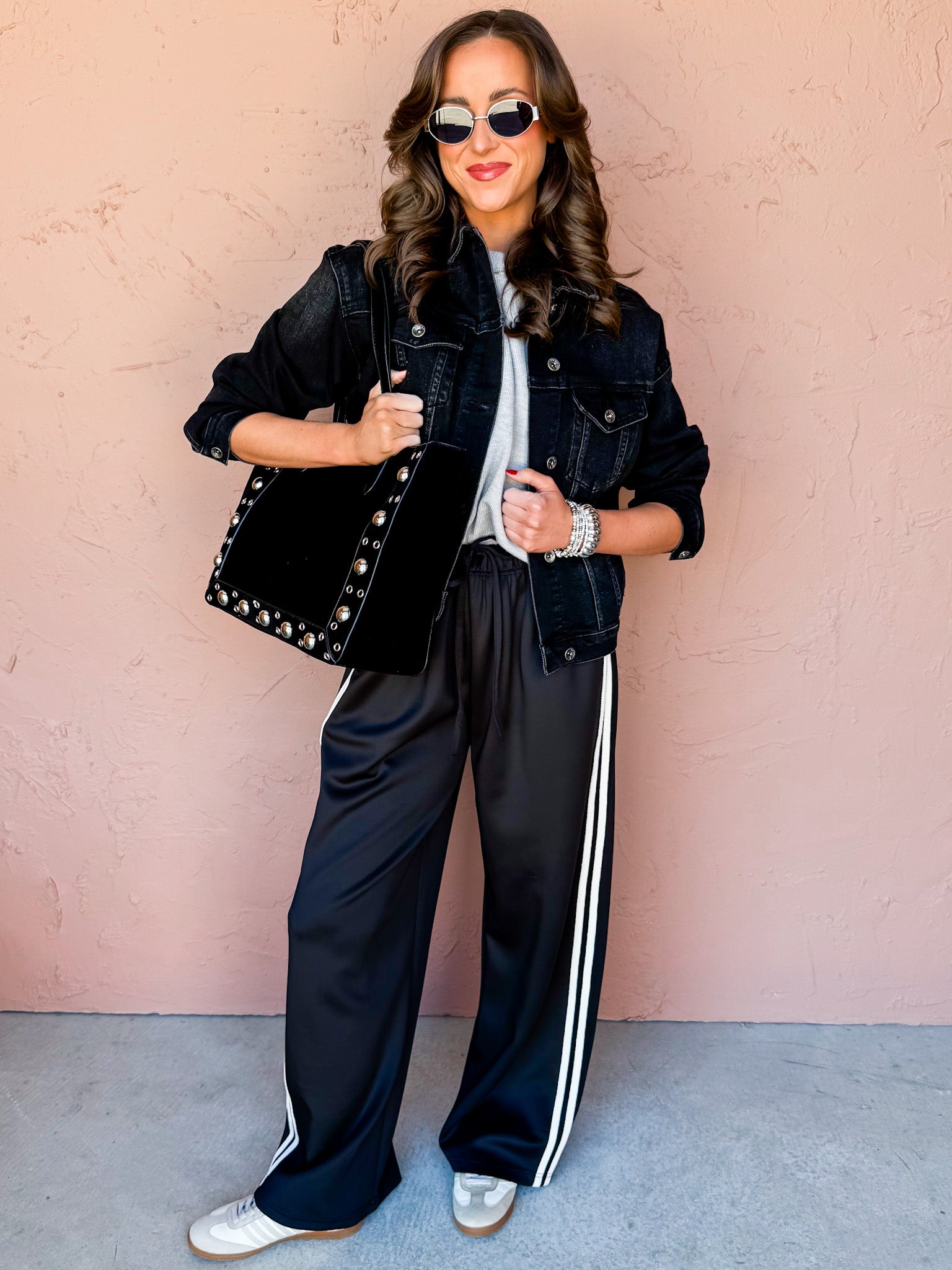 Switch It Up Wide Leg Track Pants-Black