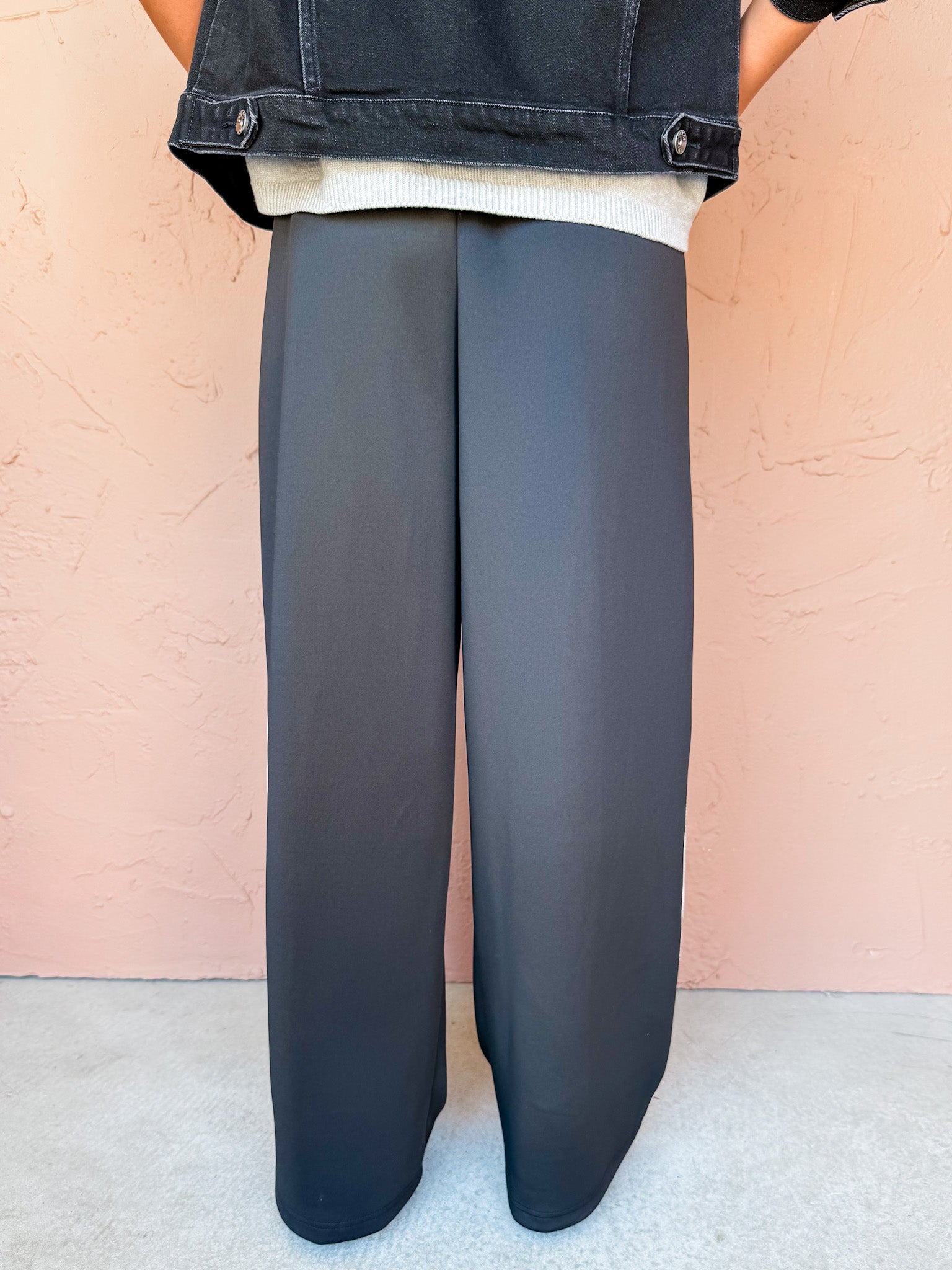 Switch It Up Wide Leg Track Pants-Black