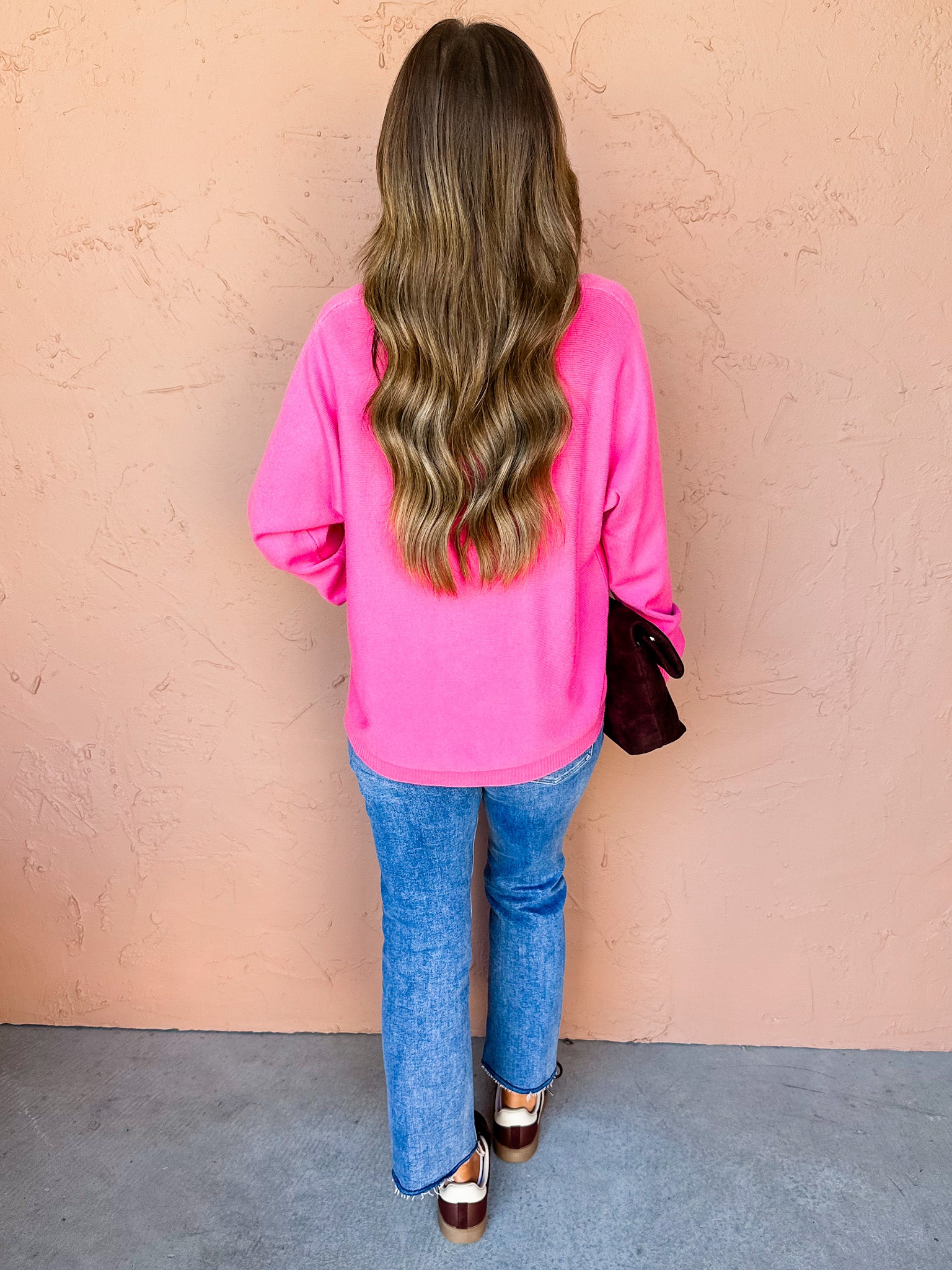 Taya Viscose Front Seam Sweater-Fuchsia