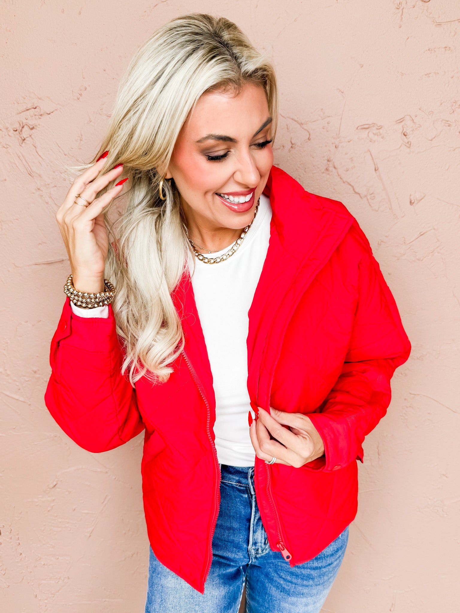 Pippa Luxe Quilted Jacket-Red