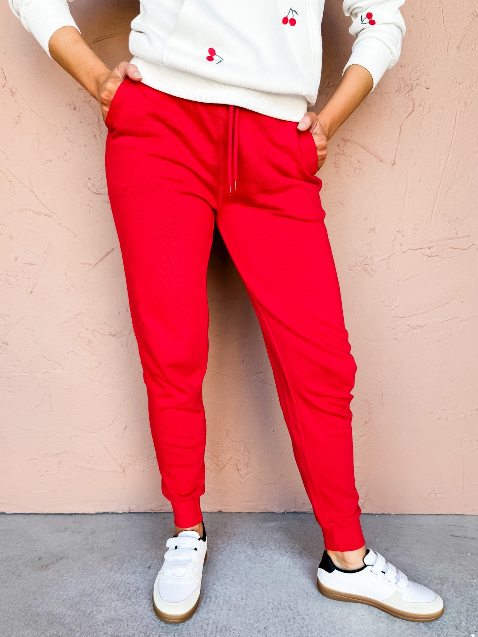Core Edge Fleece Joggers-Red
