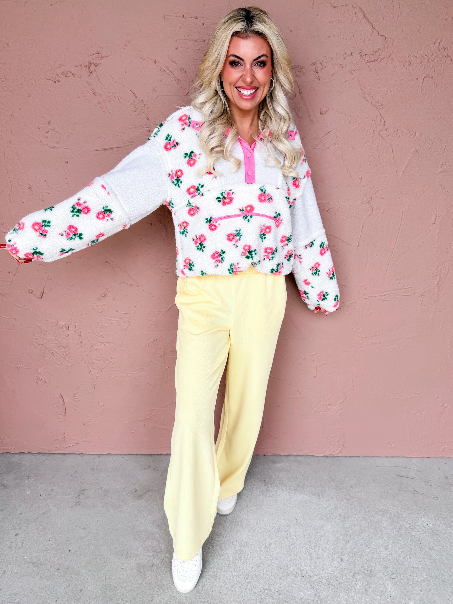Emma Floral Sherpa Pullover