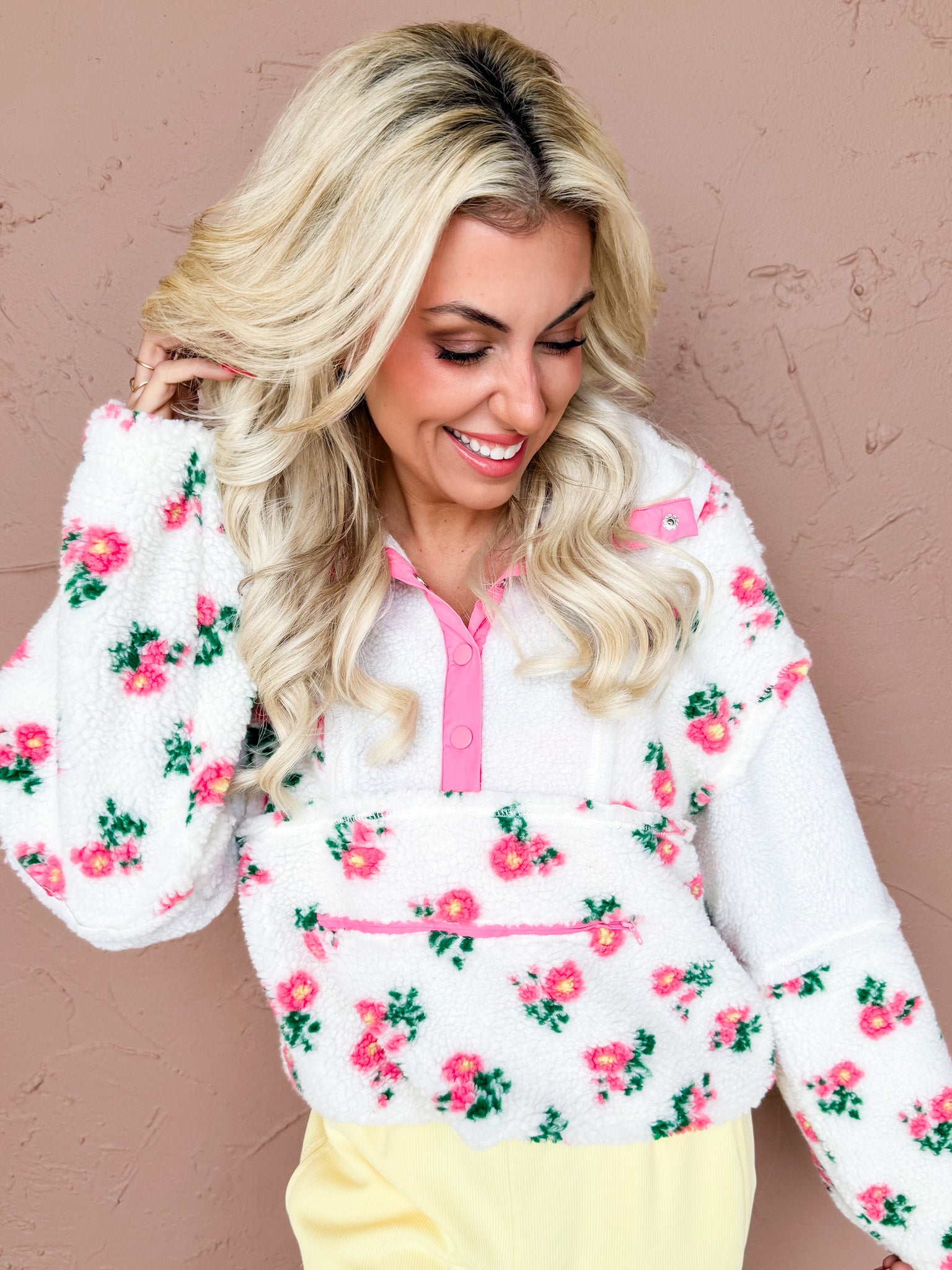 Emma Floral Sherpa Pullover