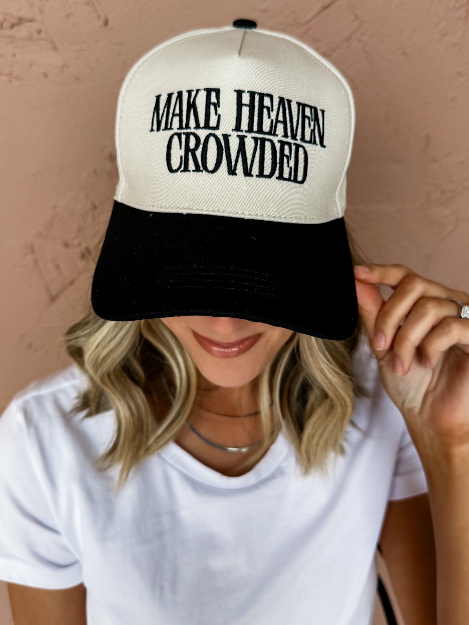 Make Heaven Crowded Two Tone Hat-Black