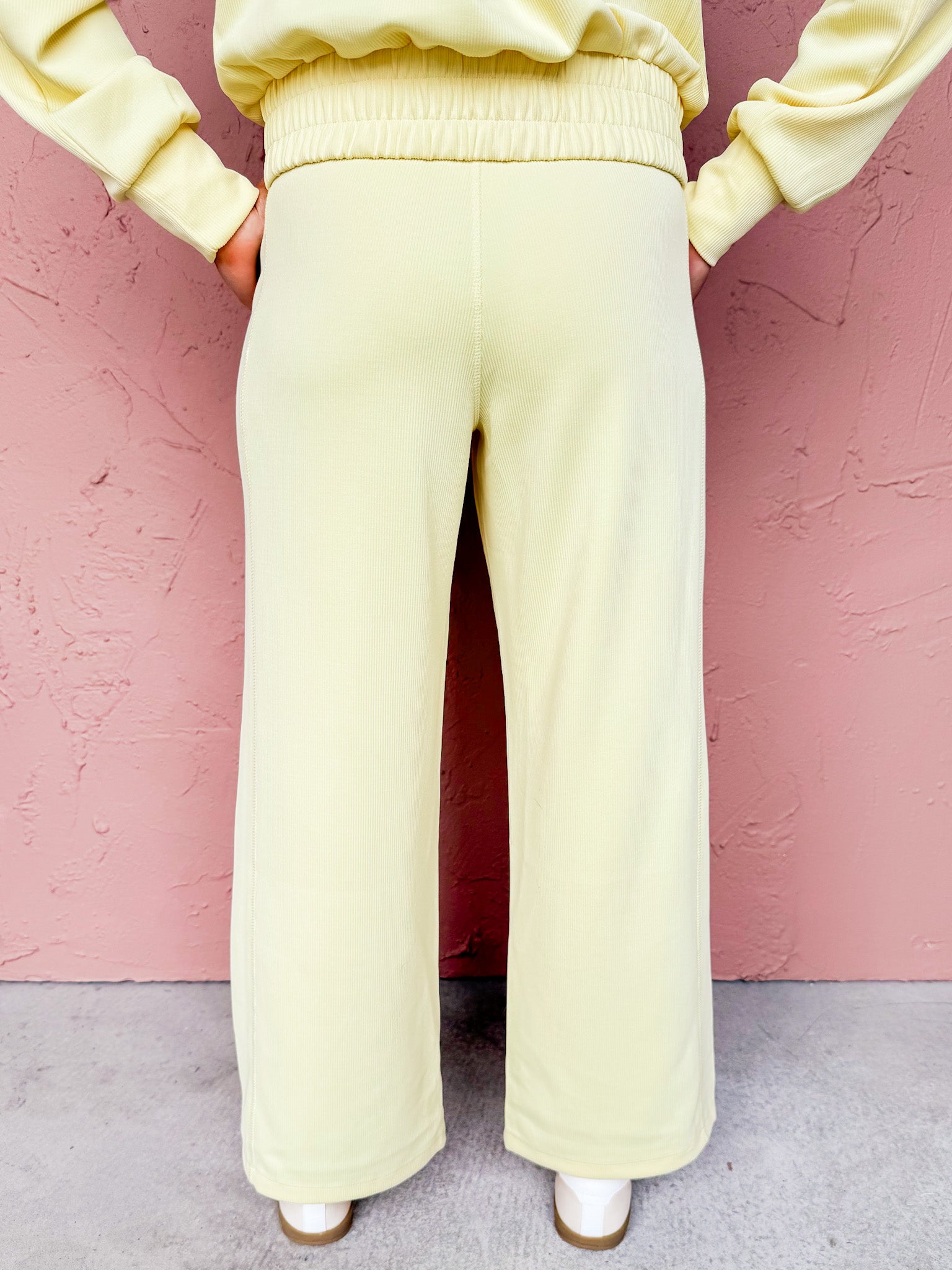 Modern Motion Rib Wide Leg Pants-Yellow