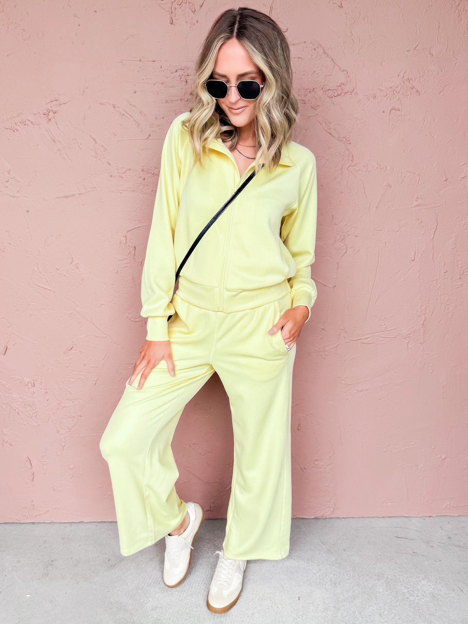 Modern Motion Rib Zip Jacket-Yellow