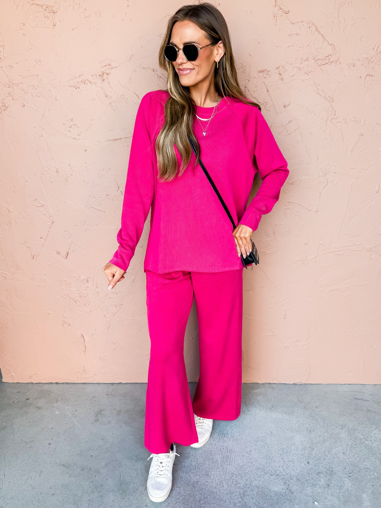 Modern Motion Ribbed Top-Dark Pink