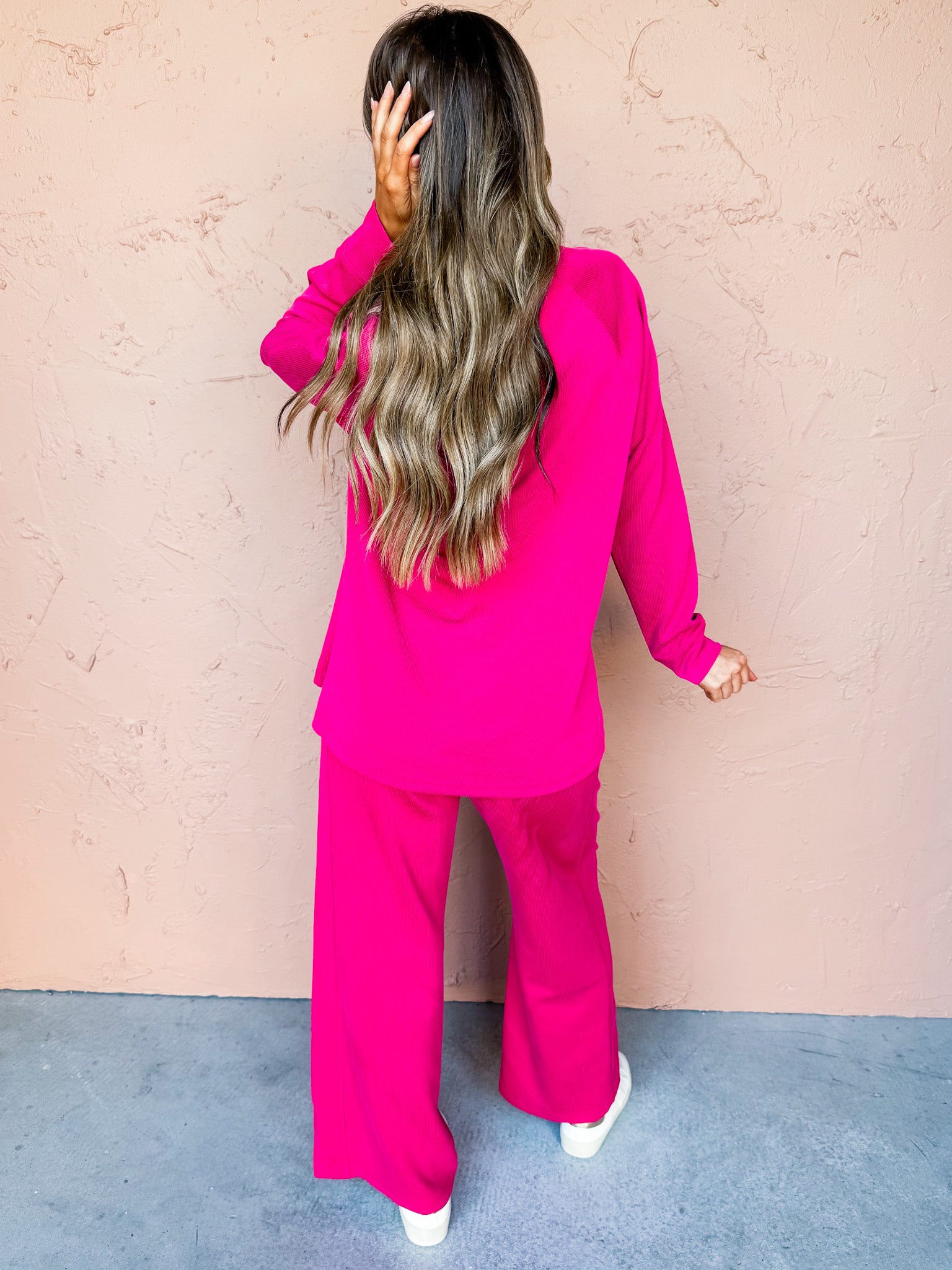 Modern Motion Ribbed Top-Dark Pink