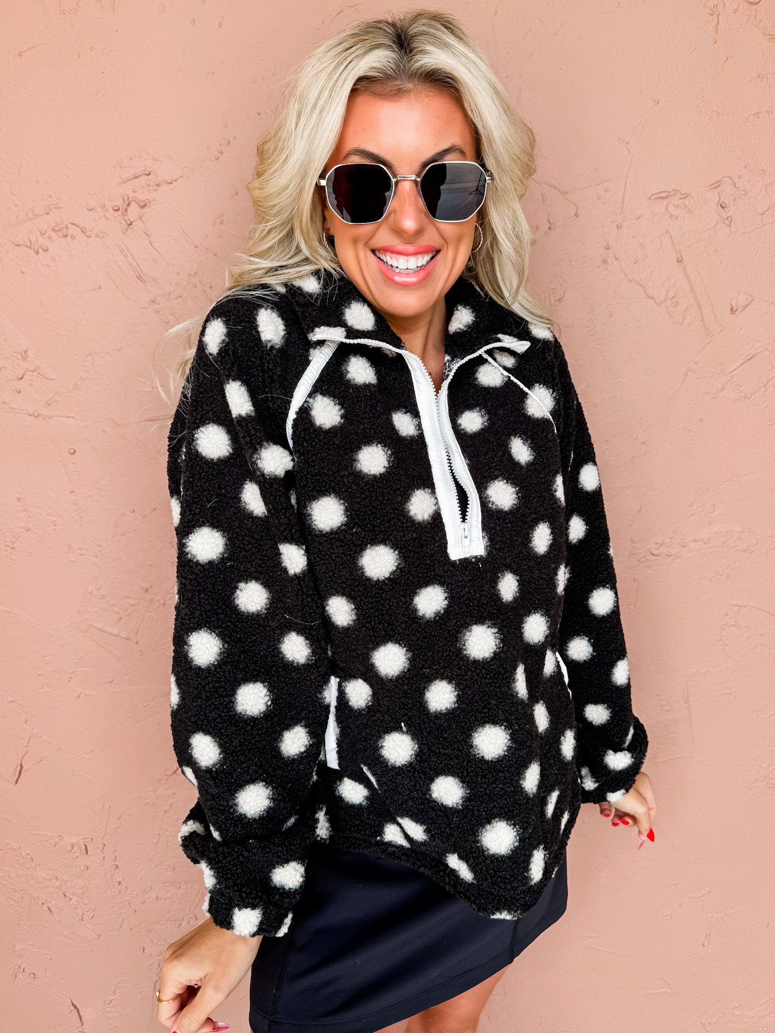 Night Pop Polka Dot Half Zip Sweatshirt