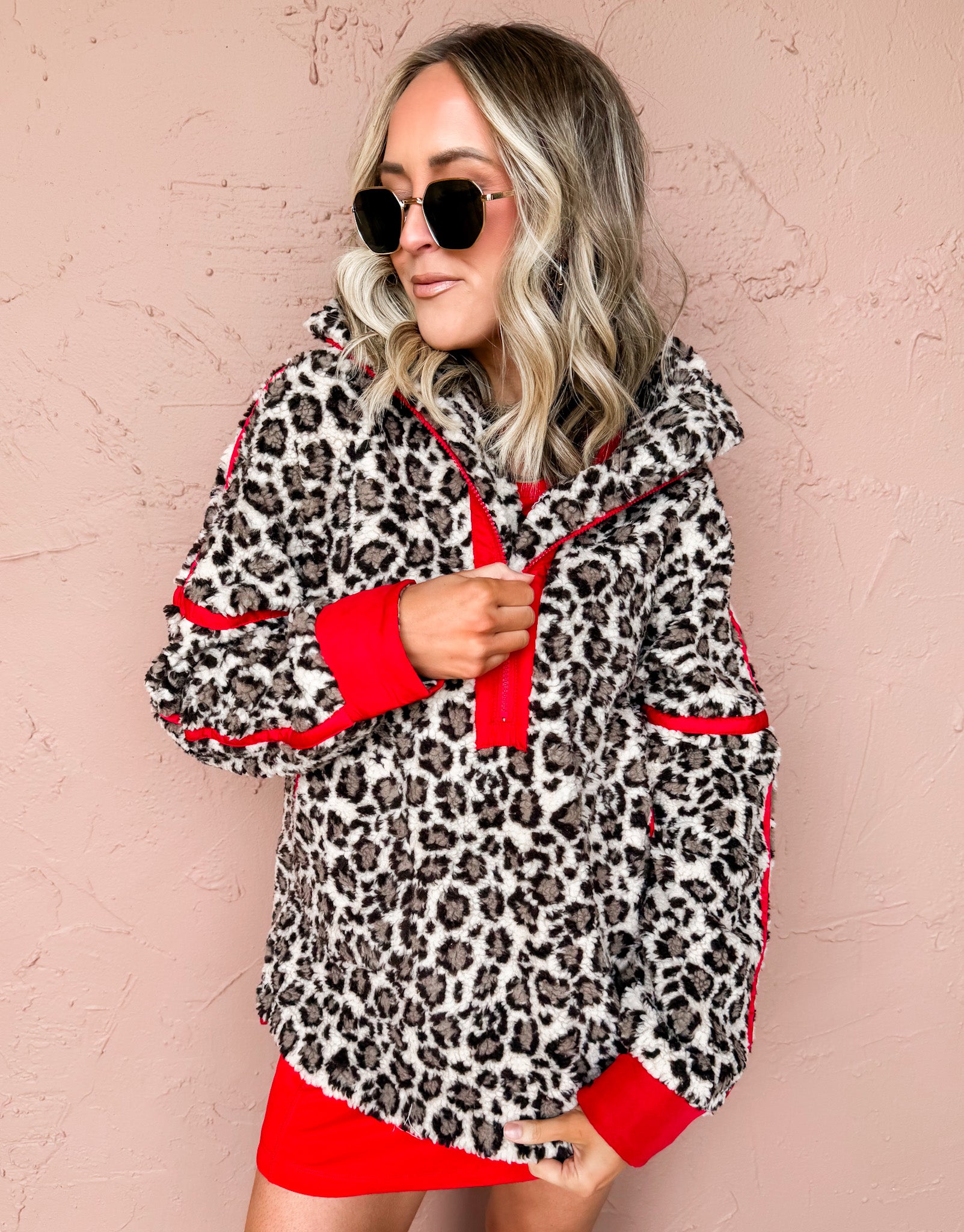Roam Ready Leopard Half Zip Pullover