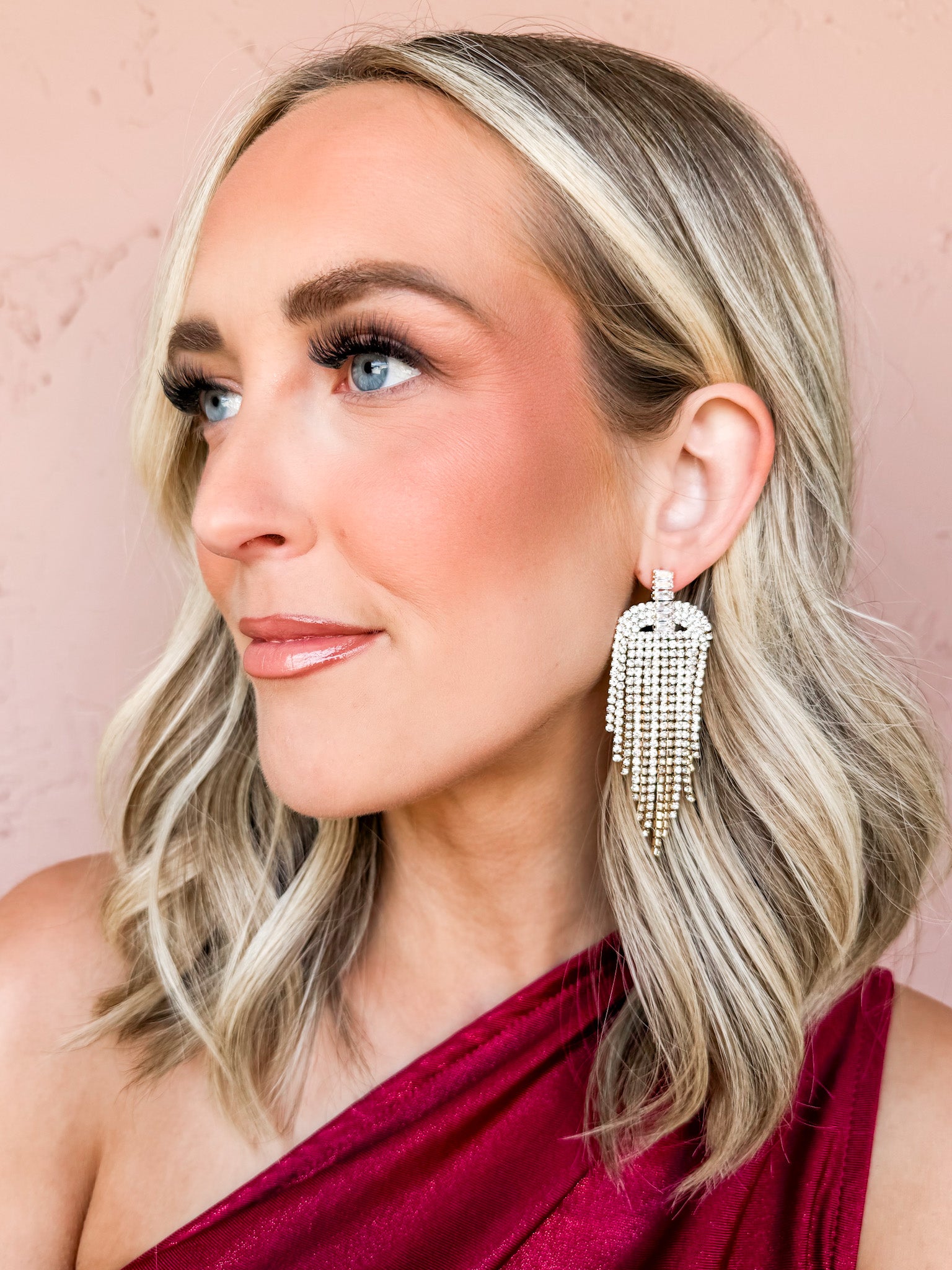 Glimmer Crystal Baguette Fringe Earrings