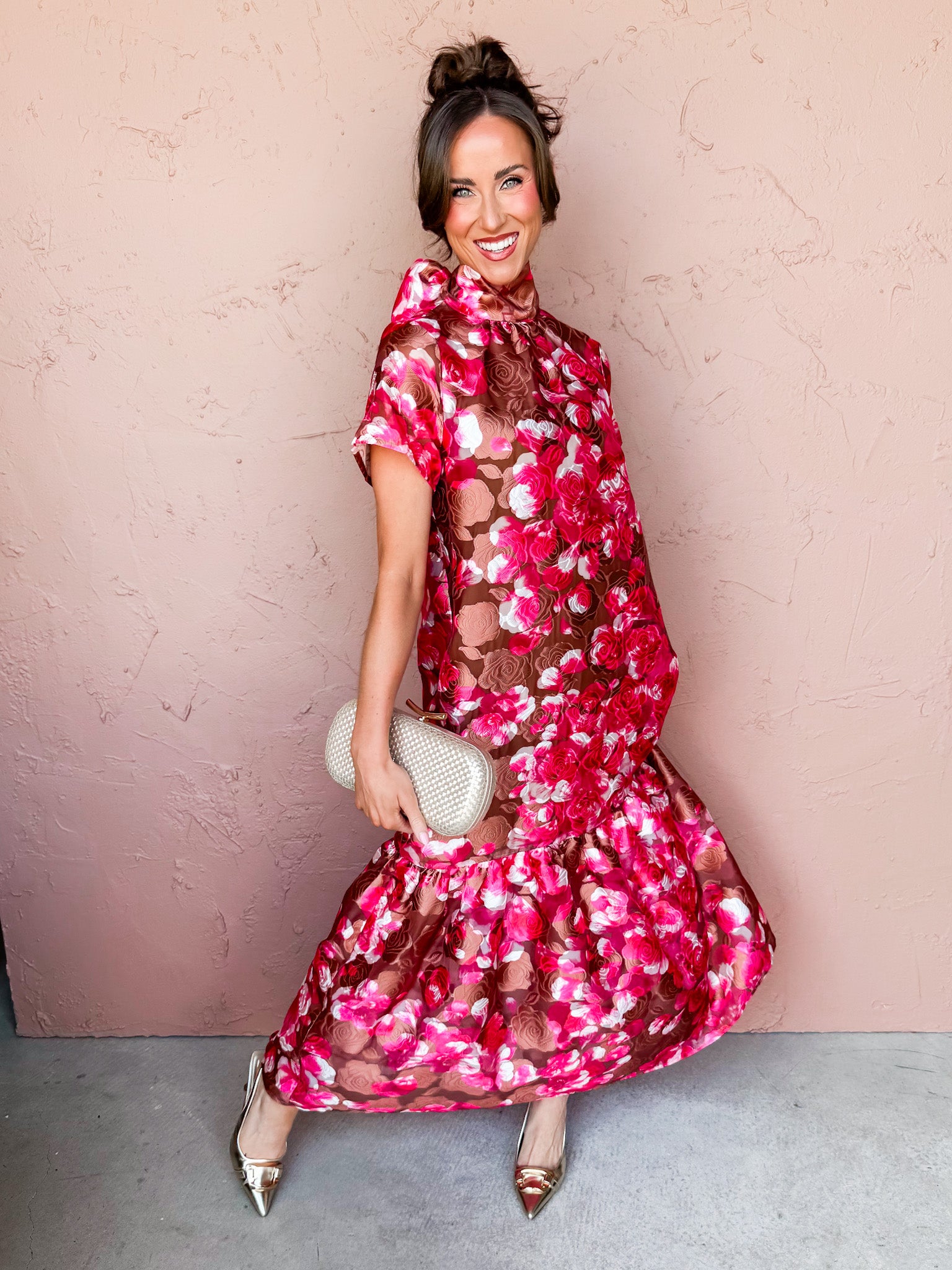 Mable Floral Mock Neck Maxi Dress