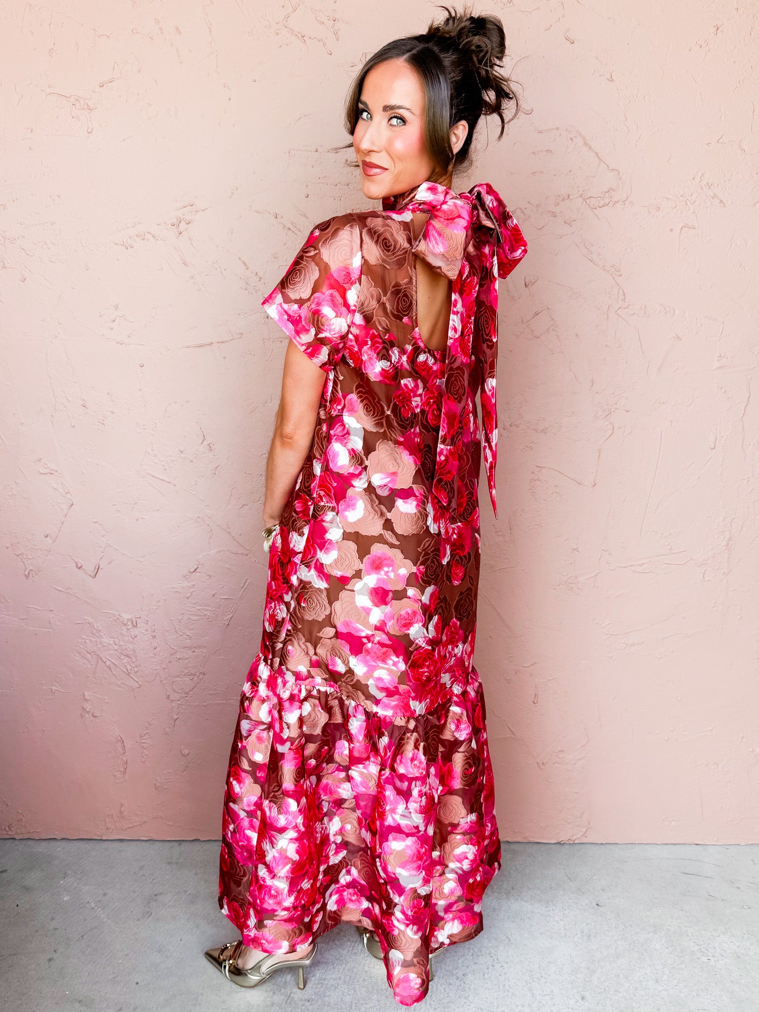 Mable Floral Mock Neck Maxi Dress