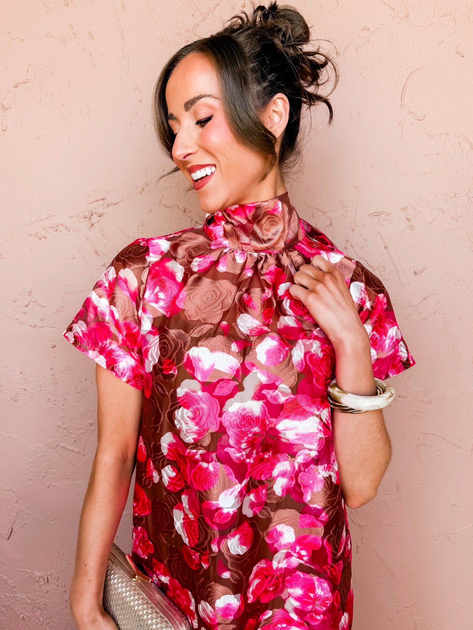 Mable Floral Mock Neck Maxi Dress