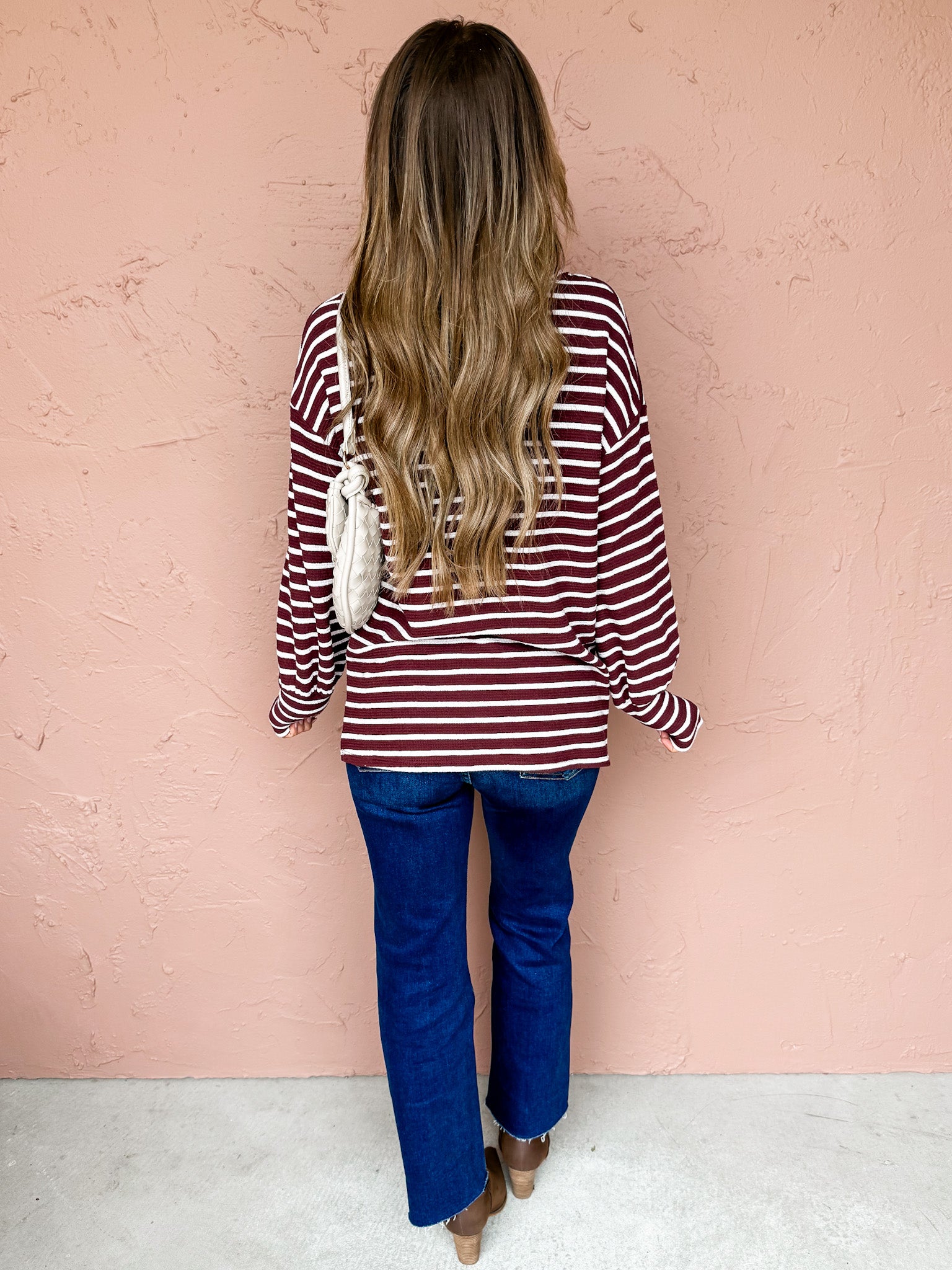 Nellie Striped Sweater-Burgundy