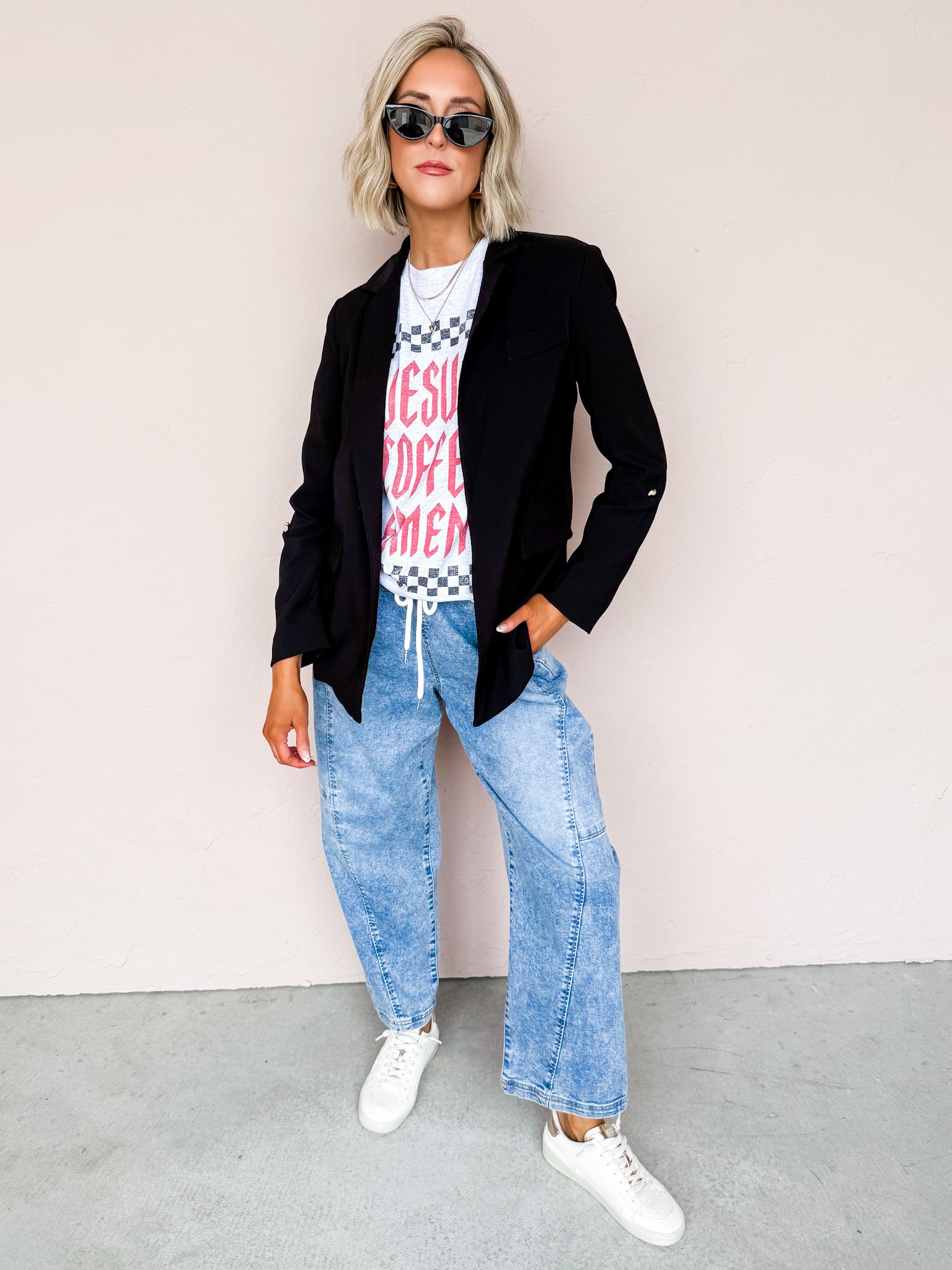 Bakersfield Elastic Band Slouchy Cropped Barrel Jeans