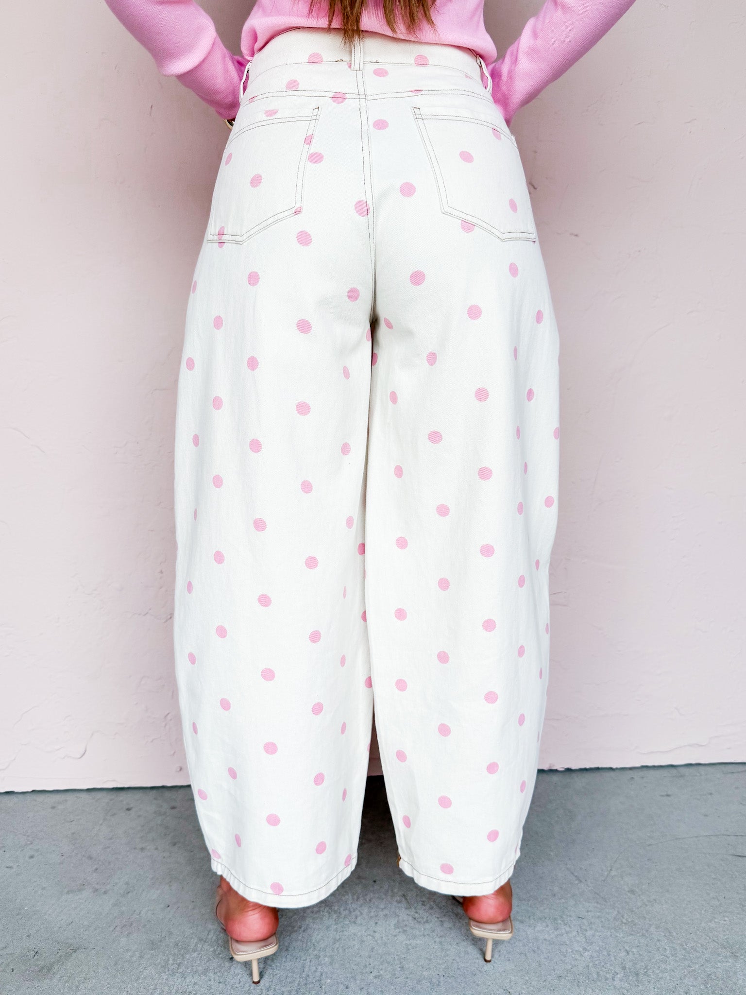 Casen Polka Dot Wide Leg Denim Pants