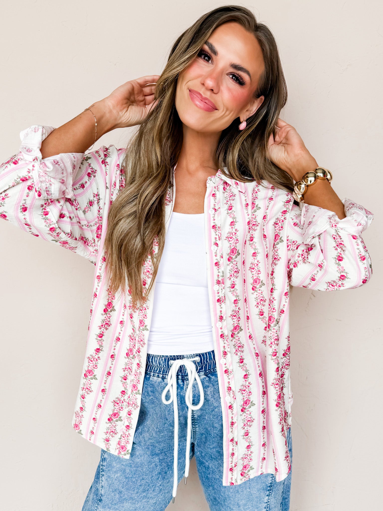 Lauren Floral Button Front Top