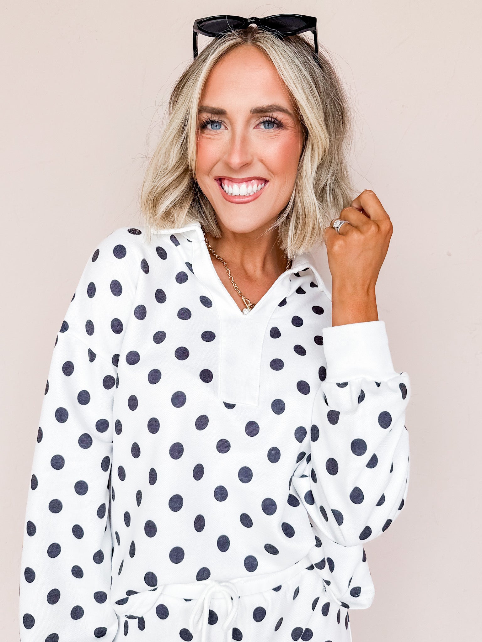 Lexie Long Sleeve Polka Dot Skirt Set