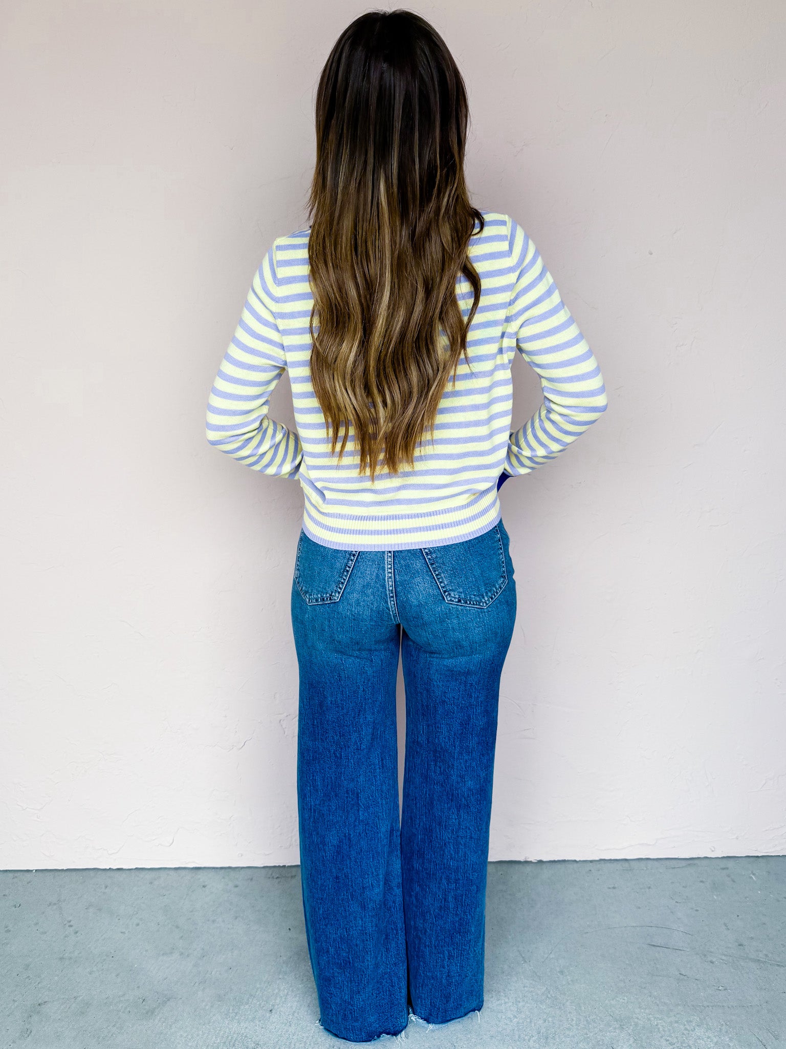 Maggie Lynn Stripe Button Front Cardigan-Lavender