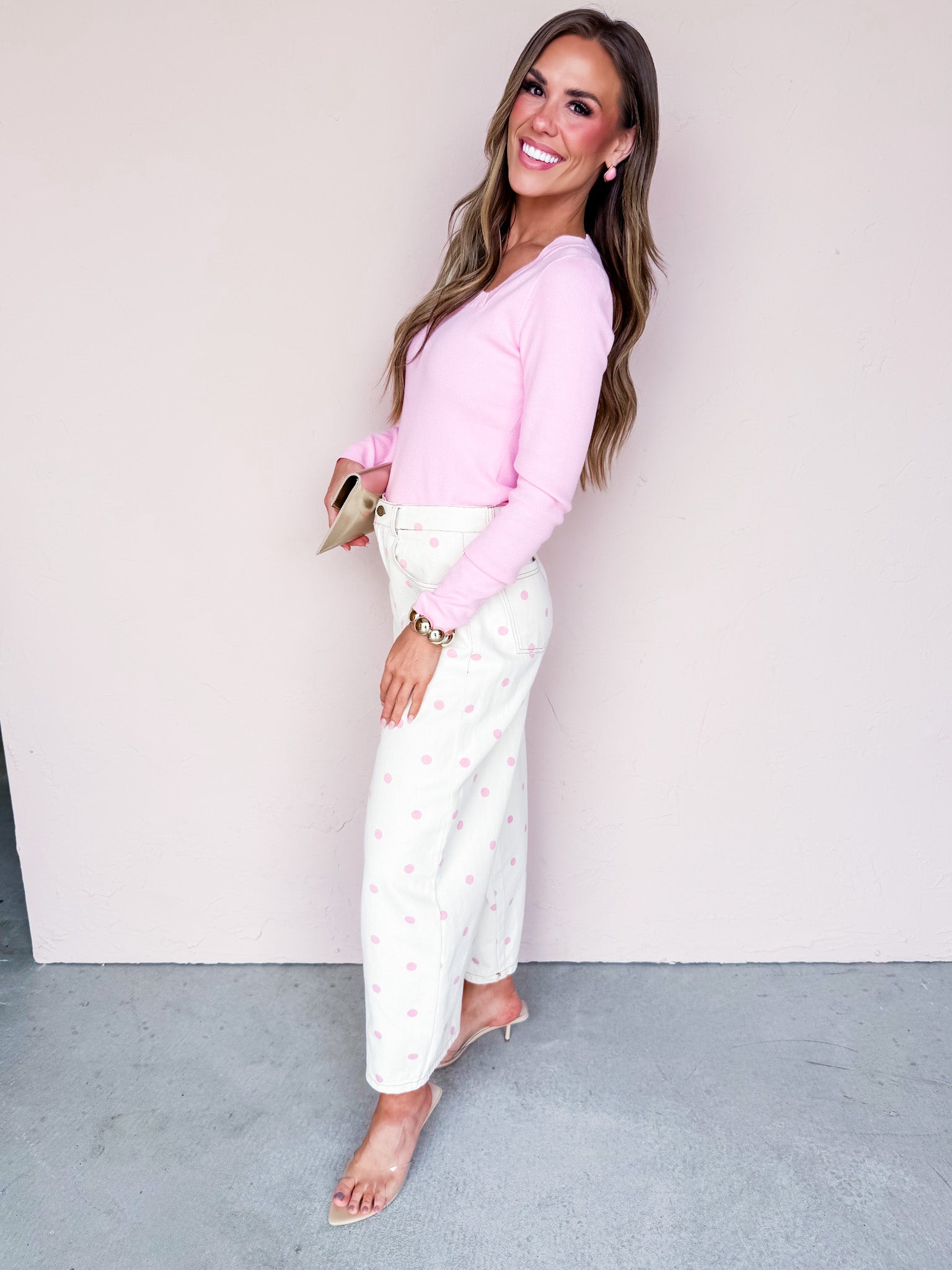 Casen Polka Dot Wide Leg Denim Pants