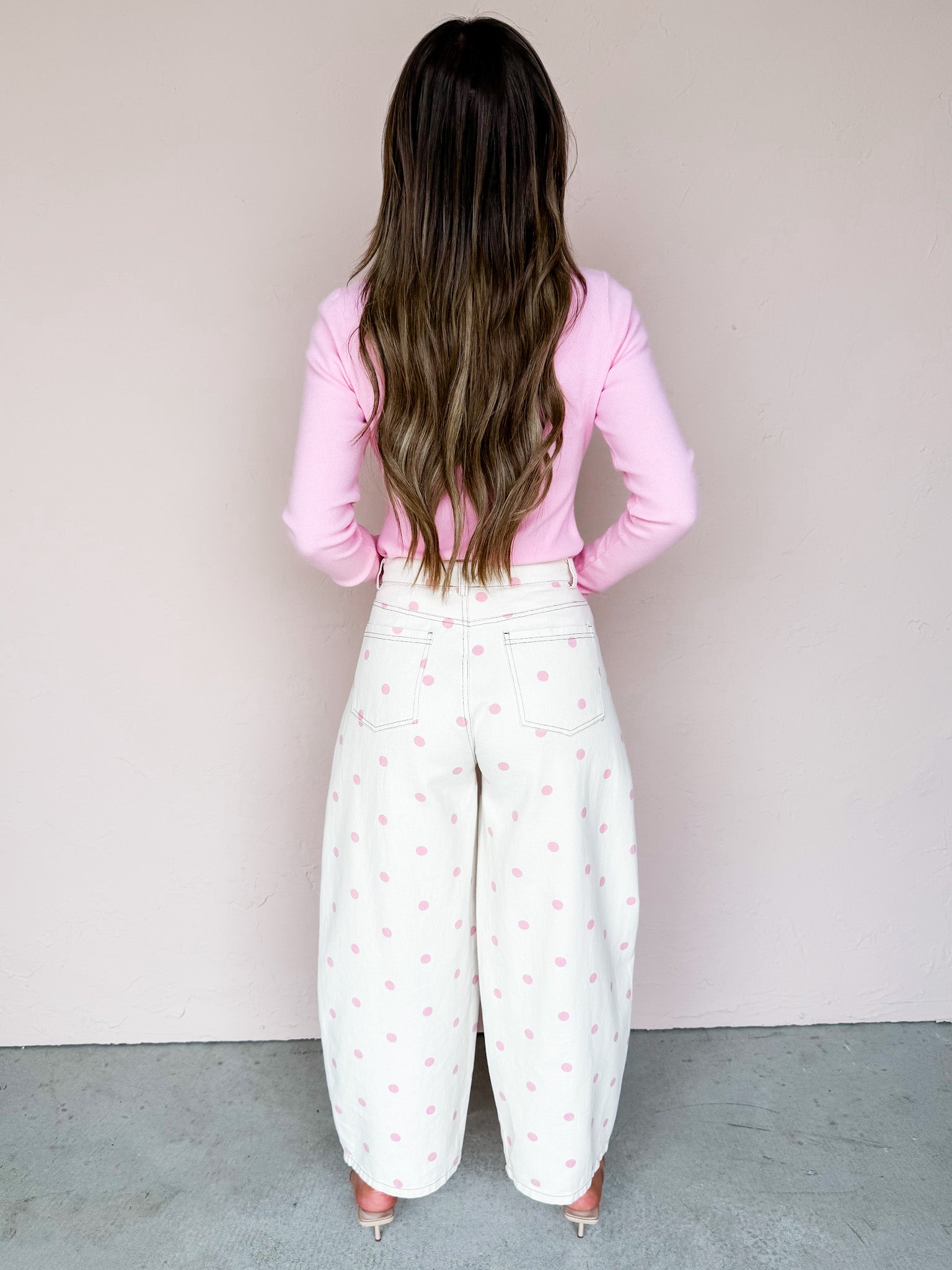 Casen Polka Dot Wide Leg Denim Pants