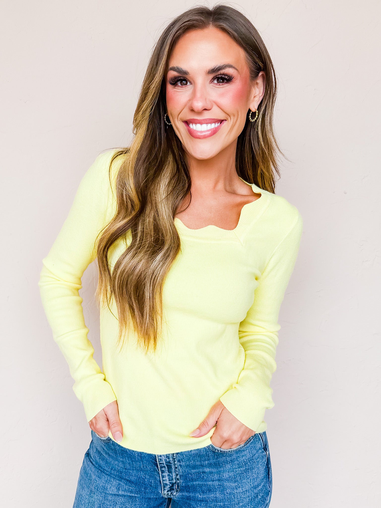 Makena Long Sleeve Top-Yellow