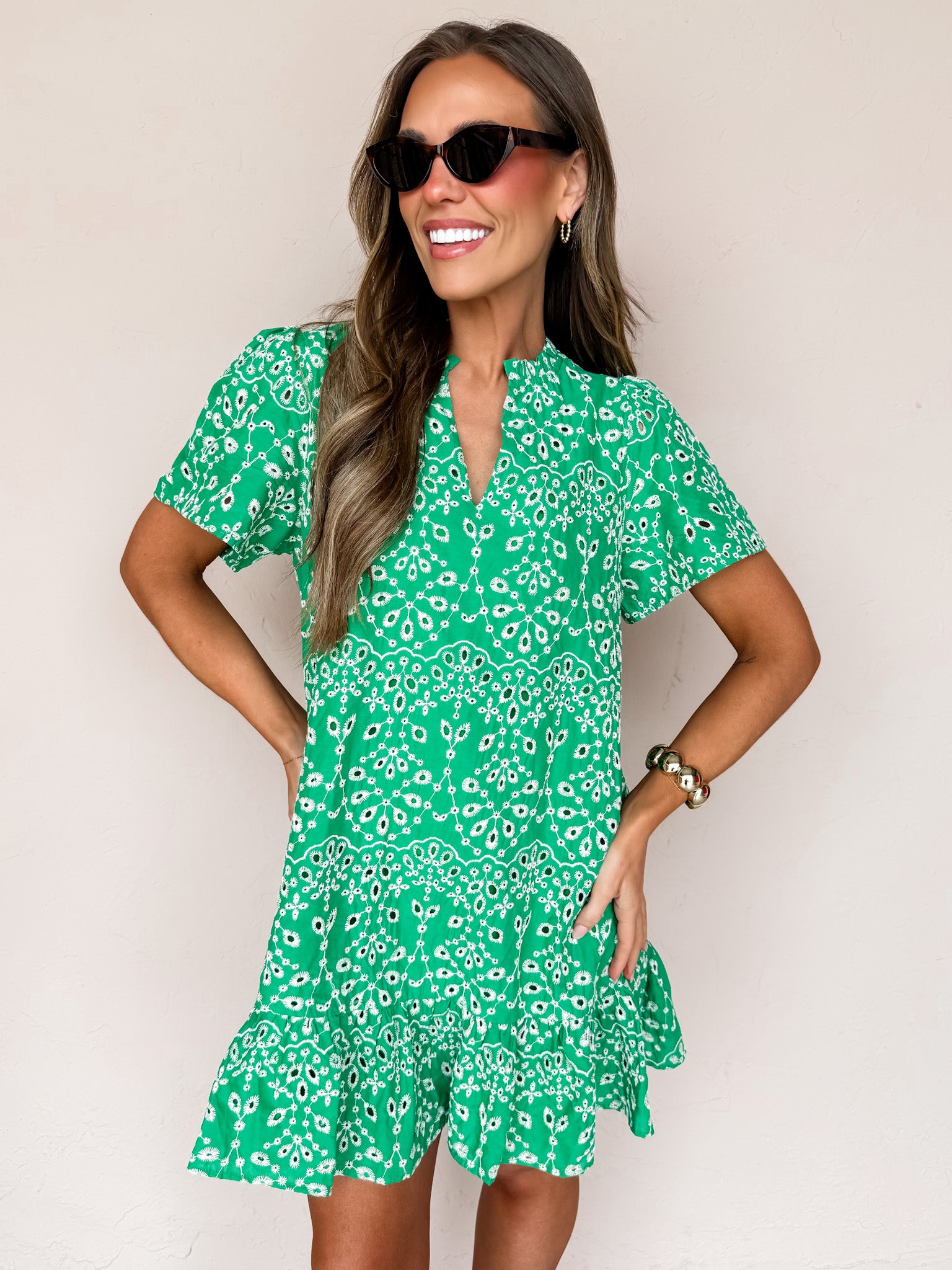 Mary Floral Eyelet Mini Dress