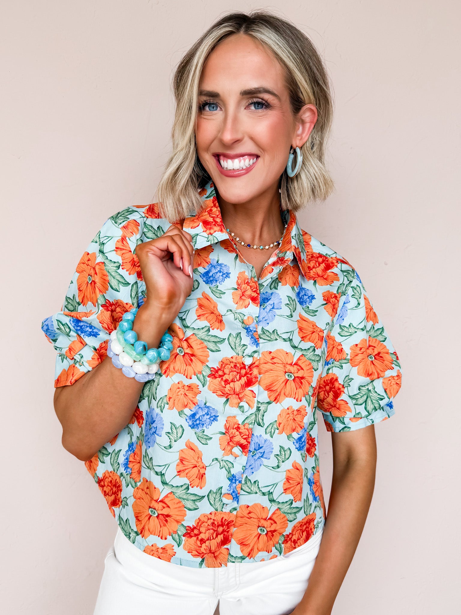 Mollie Floral Button Front Top