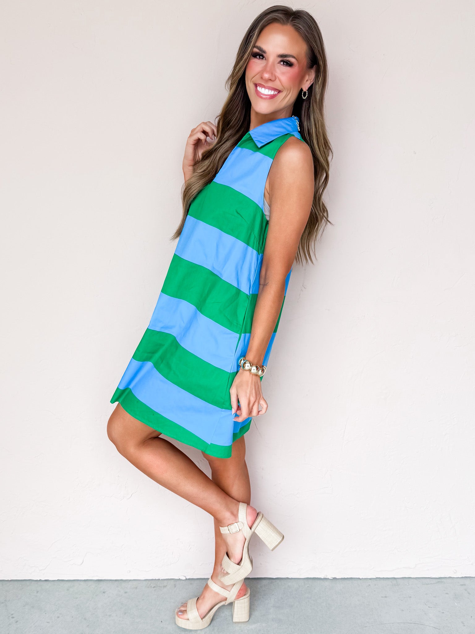 Robyn Striped Collared Mini Shift Dress