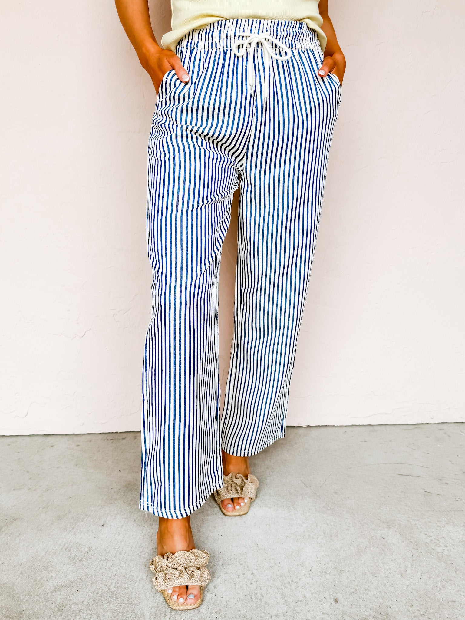 The Savannah Drawstring Pants-Navy