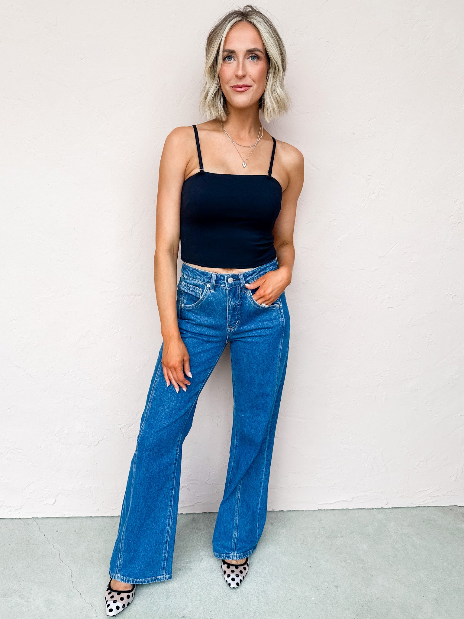 Emmie Spaghetti Strap Top-Black