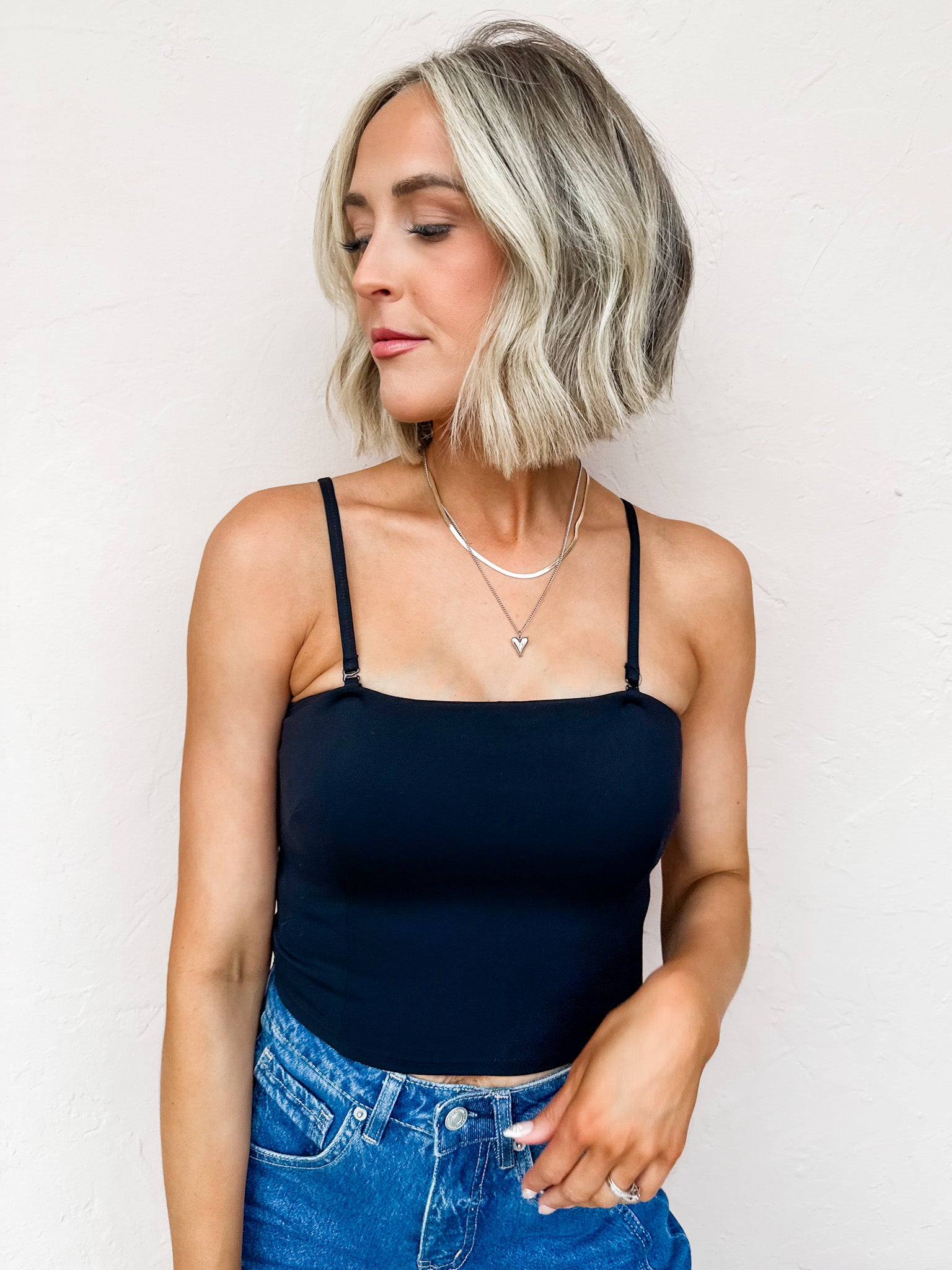 Emmie Spaghetti Strap Top-Black